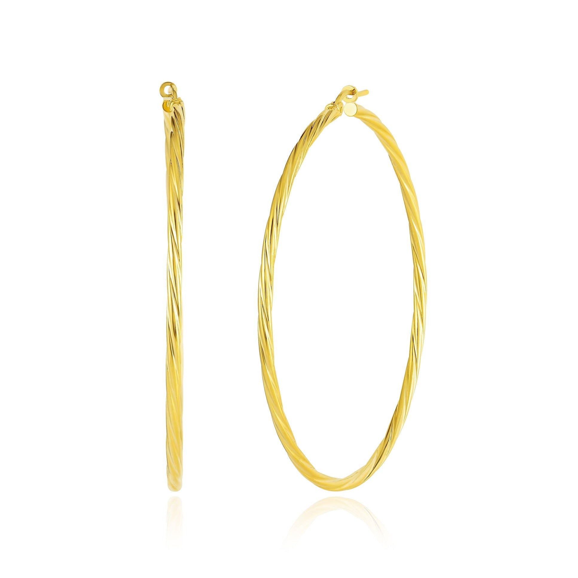 18K Pure Gold Round Loop Earring Set