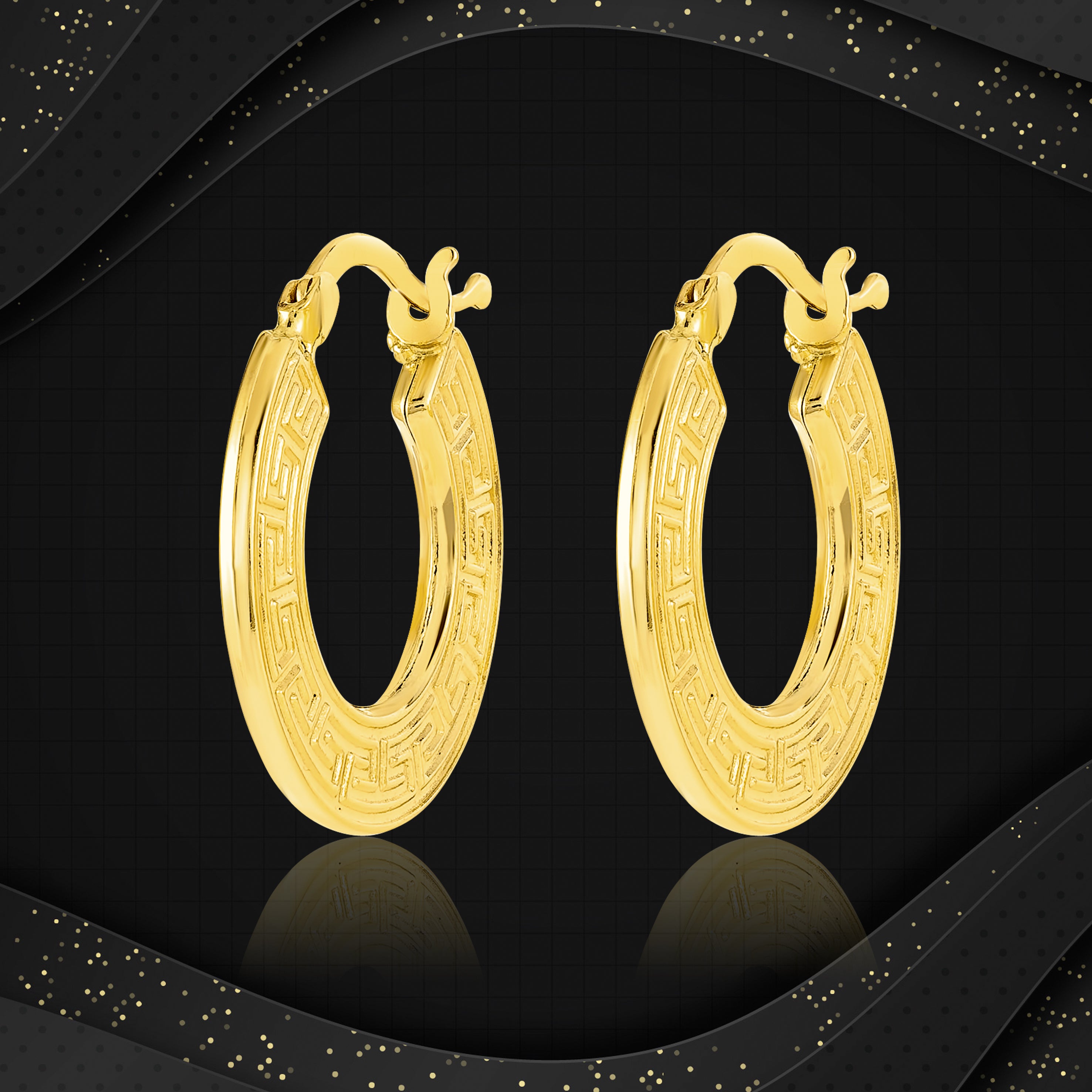 18K Pure Gold Round Loop Earring Set