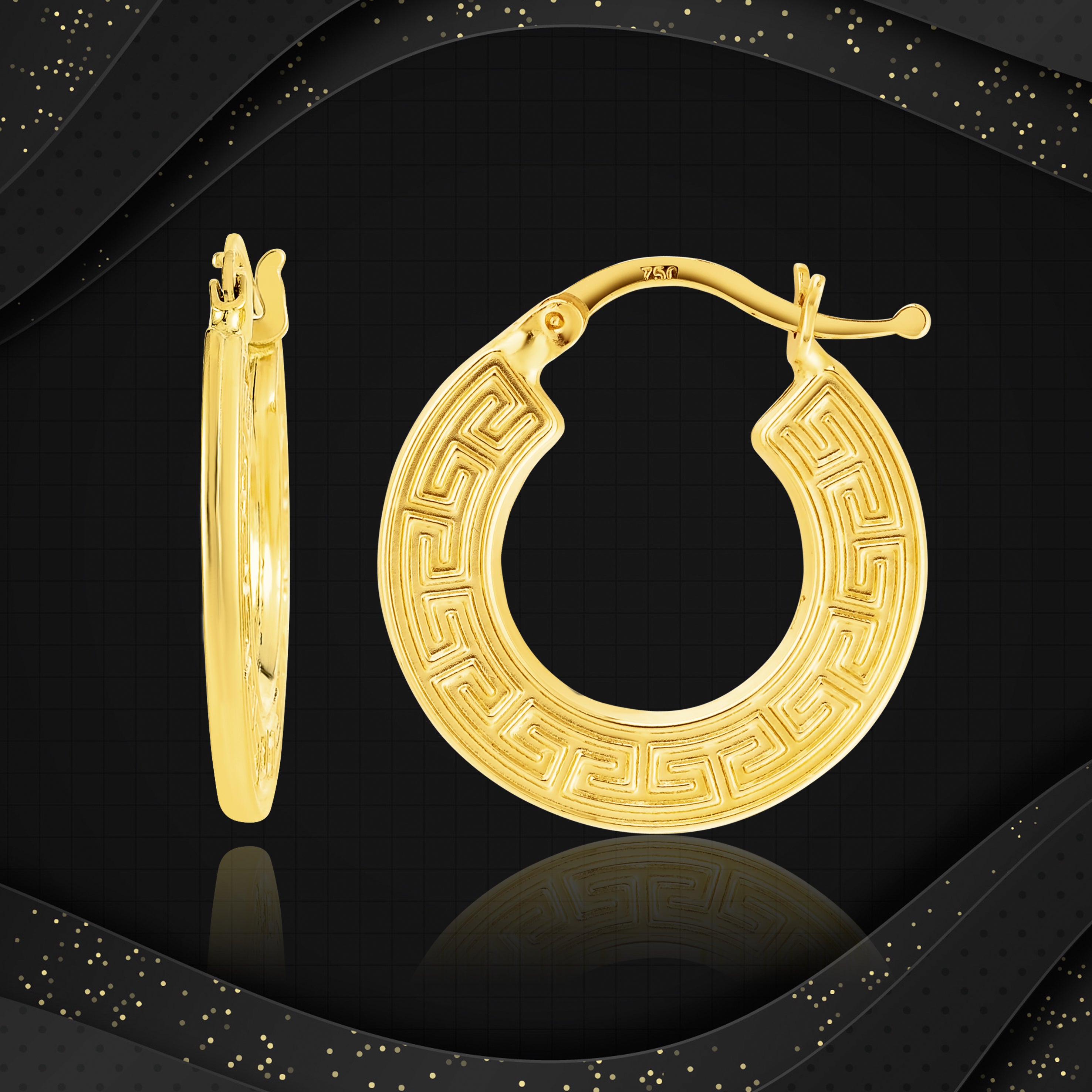 18K Pure Gold Round Loop Earring Set