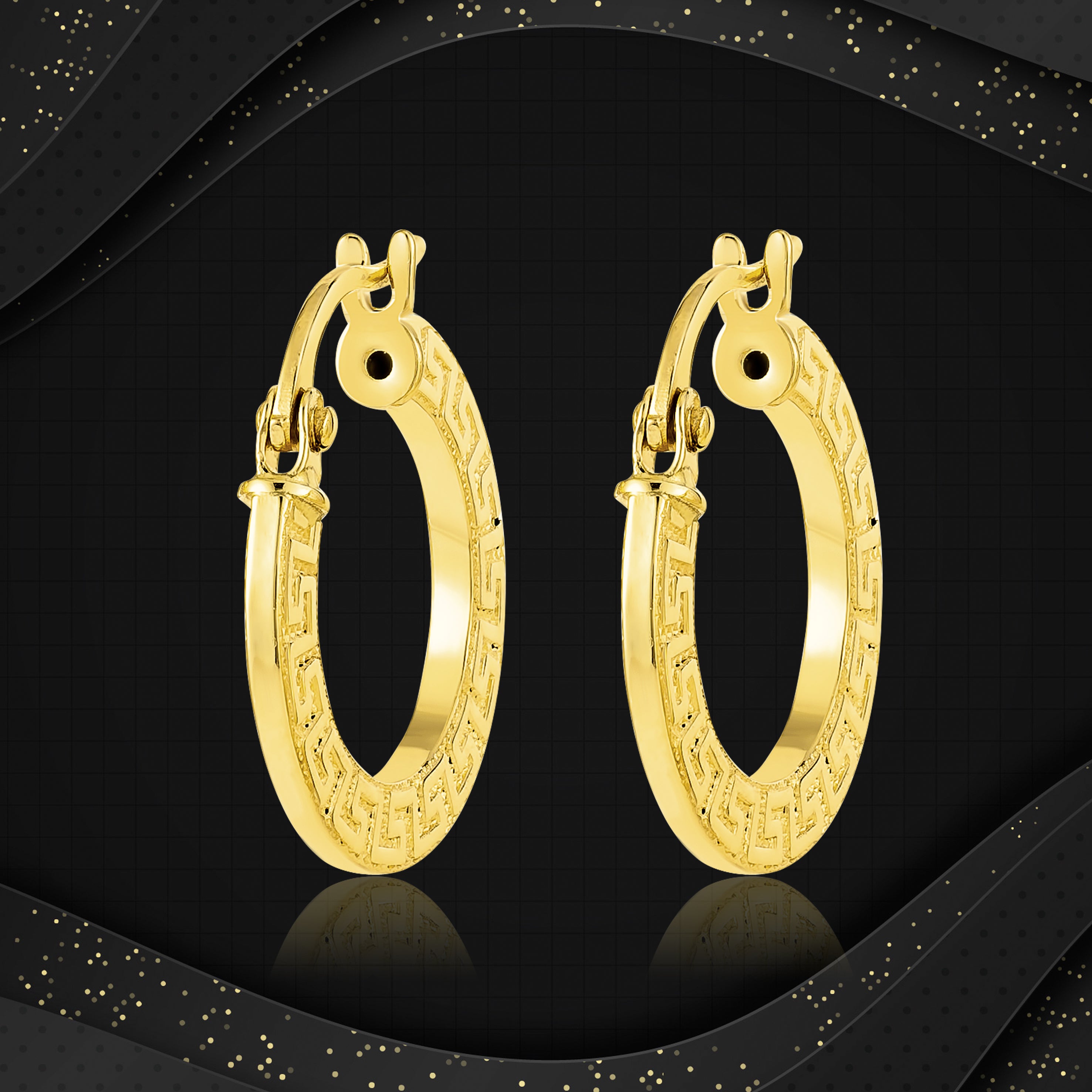 18K Pure Gold Round Loop Earring Set