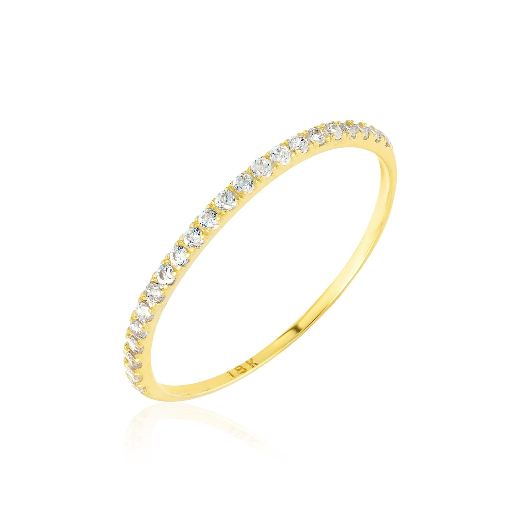 18K Pure Gold Round Stone Ring