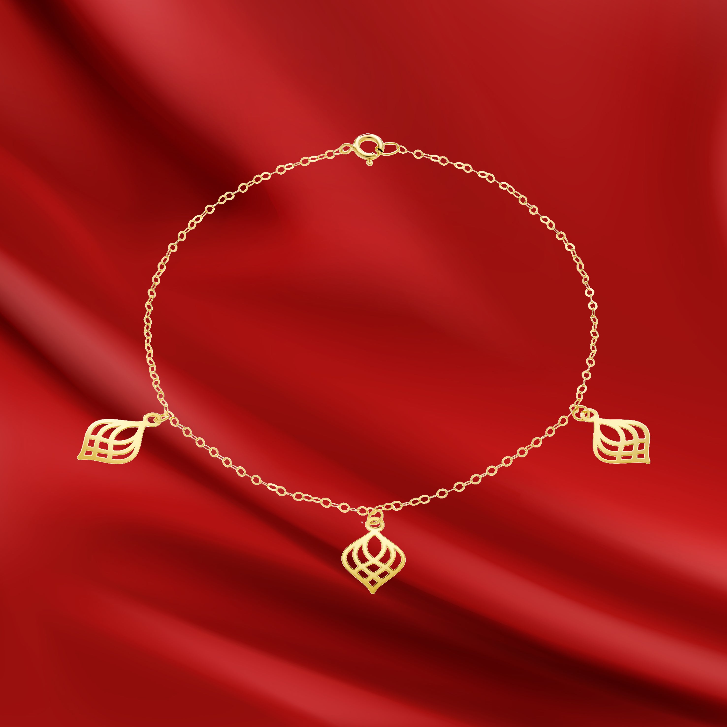 18K Pure Gold Fine Leaf Bracelet