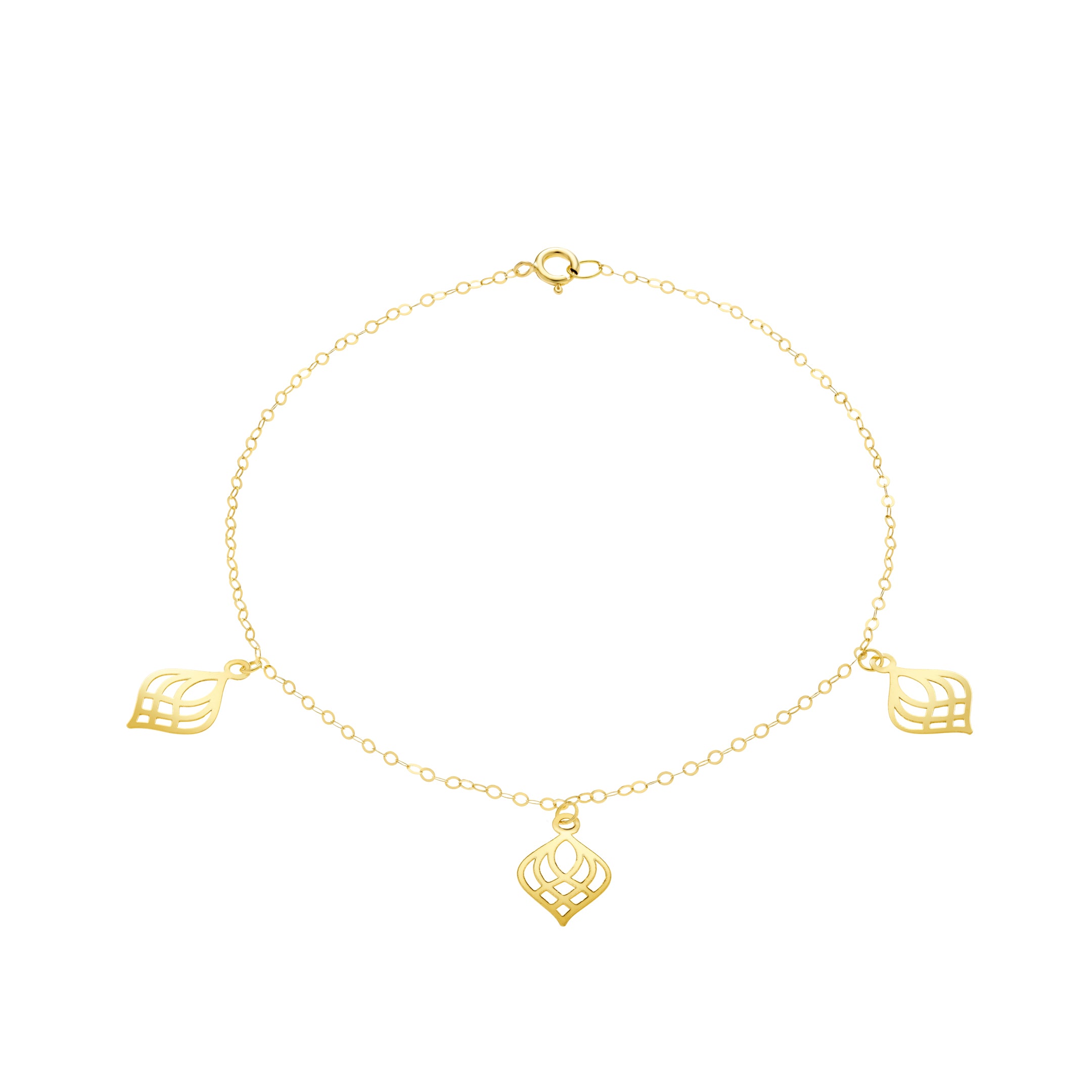 18K Pure Gold Fine Leaf Bracelet