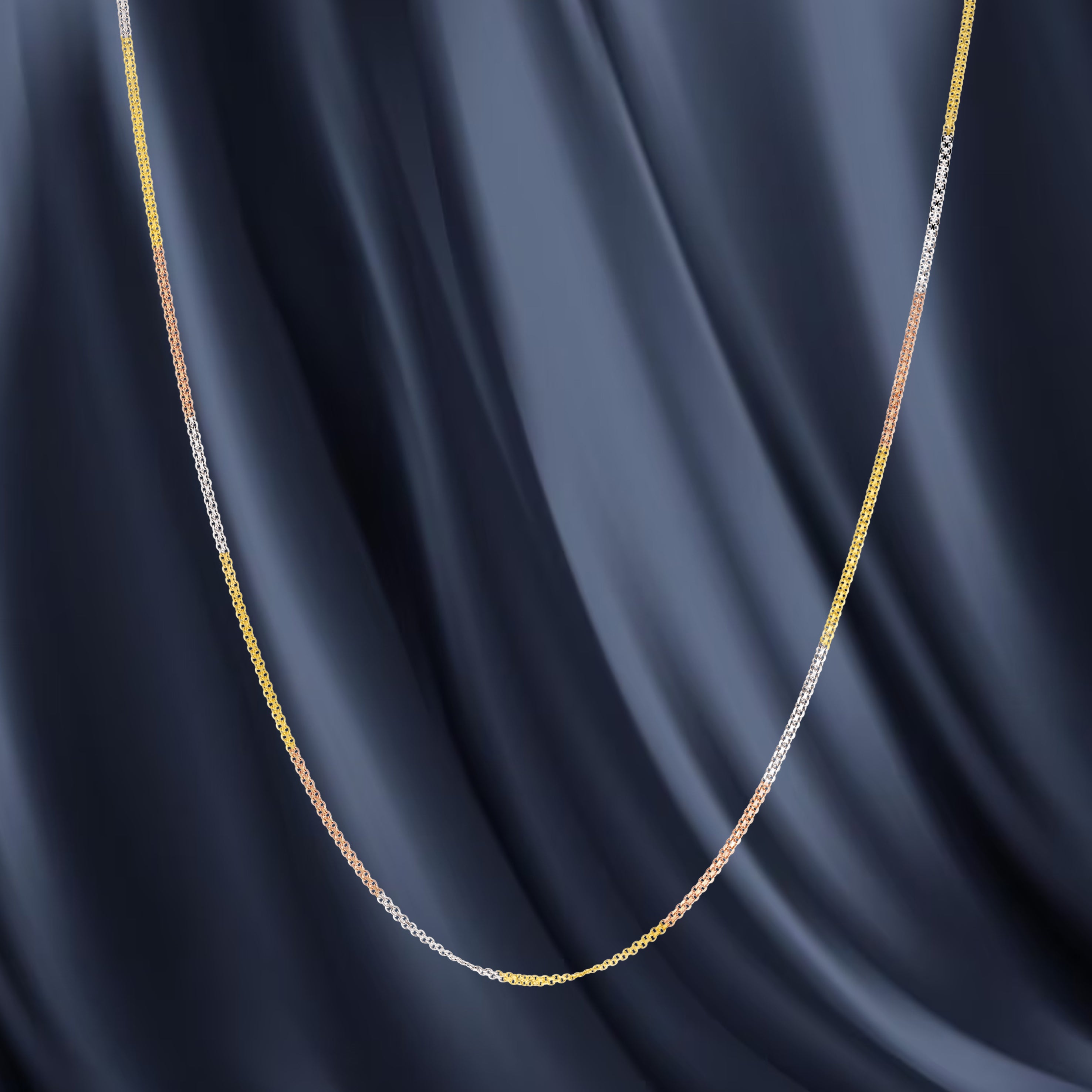 18K Pure Gold 3 Color Thin Chain