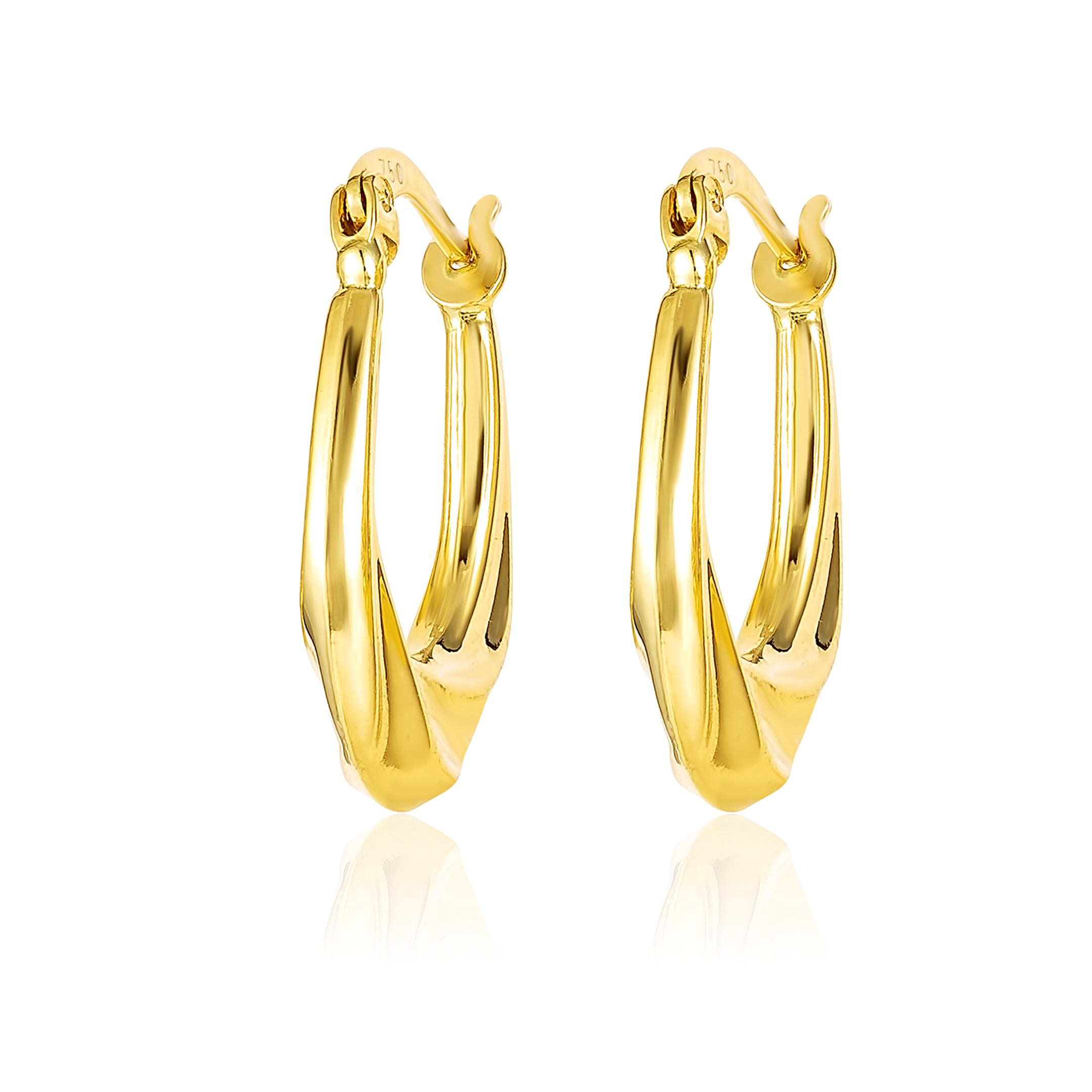 18K Pure Gold Oval Loop Earring Set