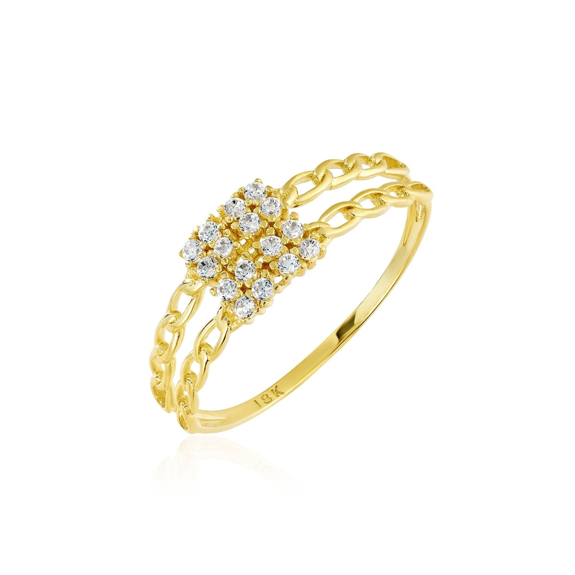 18K Pure Gold Double Layer Stone Ring