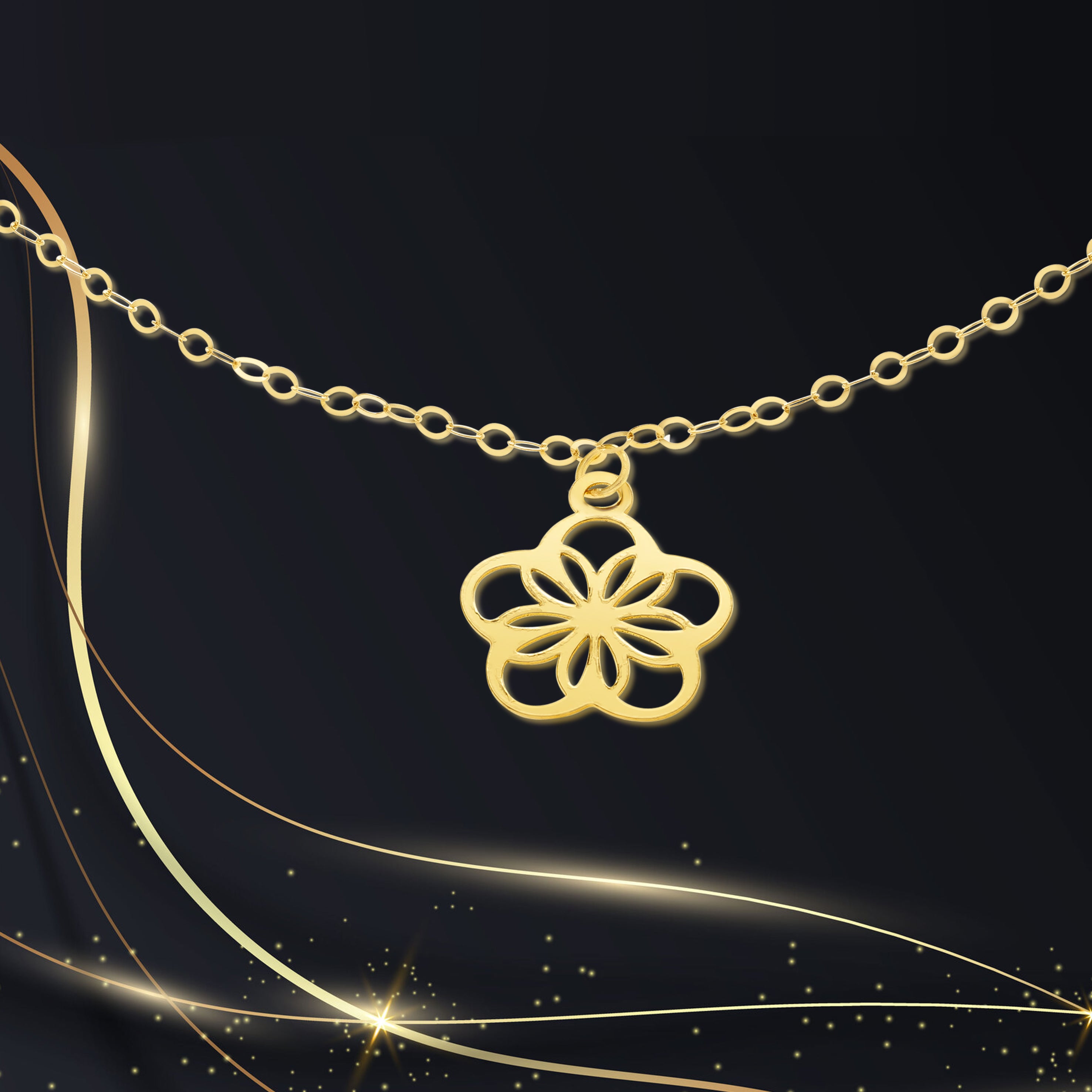 18K Pure Gold Fine Flower Bracelet