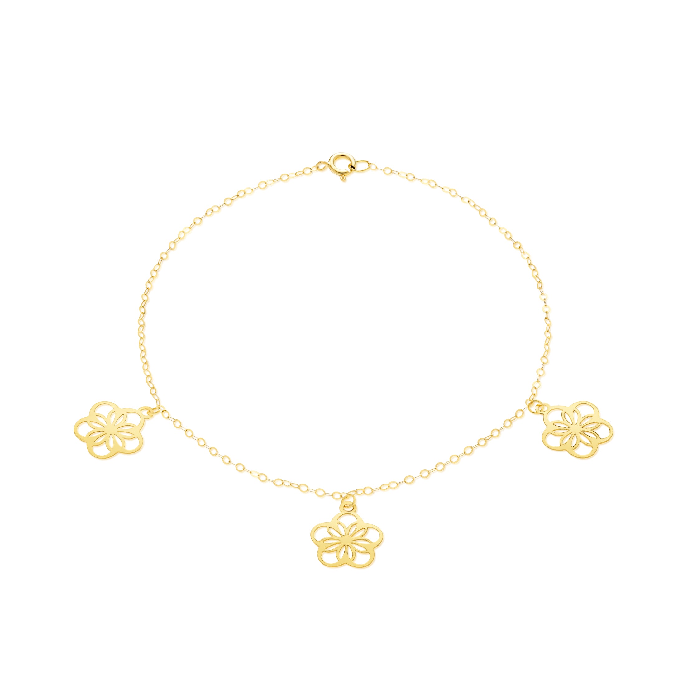 18K Pure Gold Fine Flower Bracelet