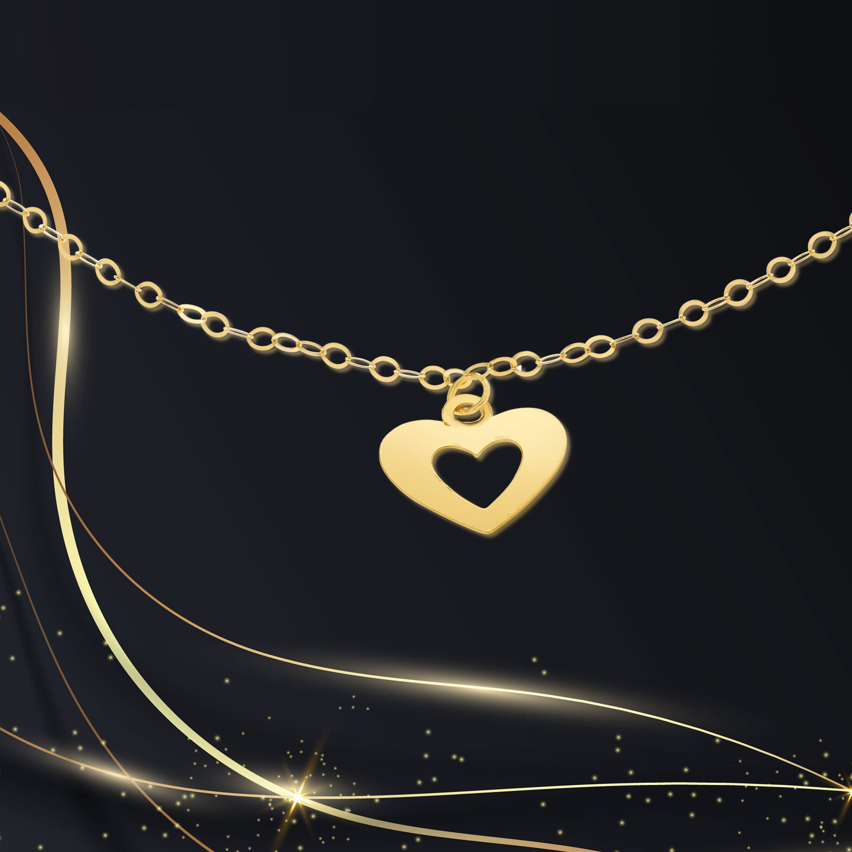 18K Pure Gold Fine Heart Bracelet