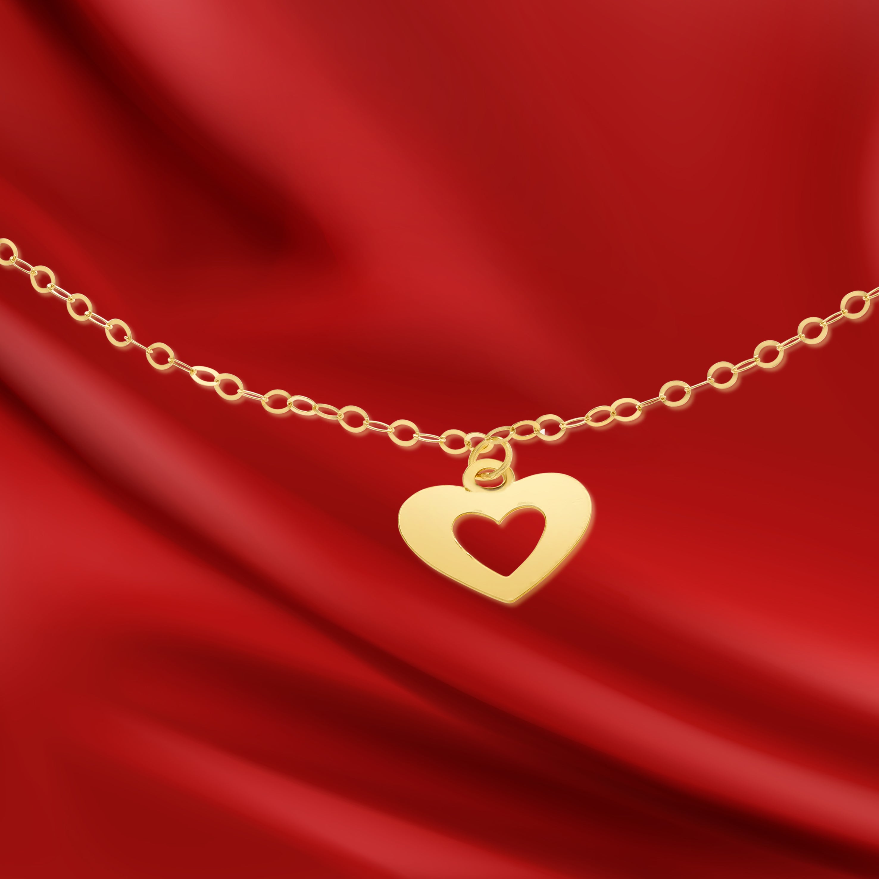 18K Pure Gold Fine Heart Bracelet