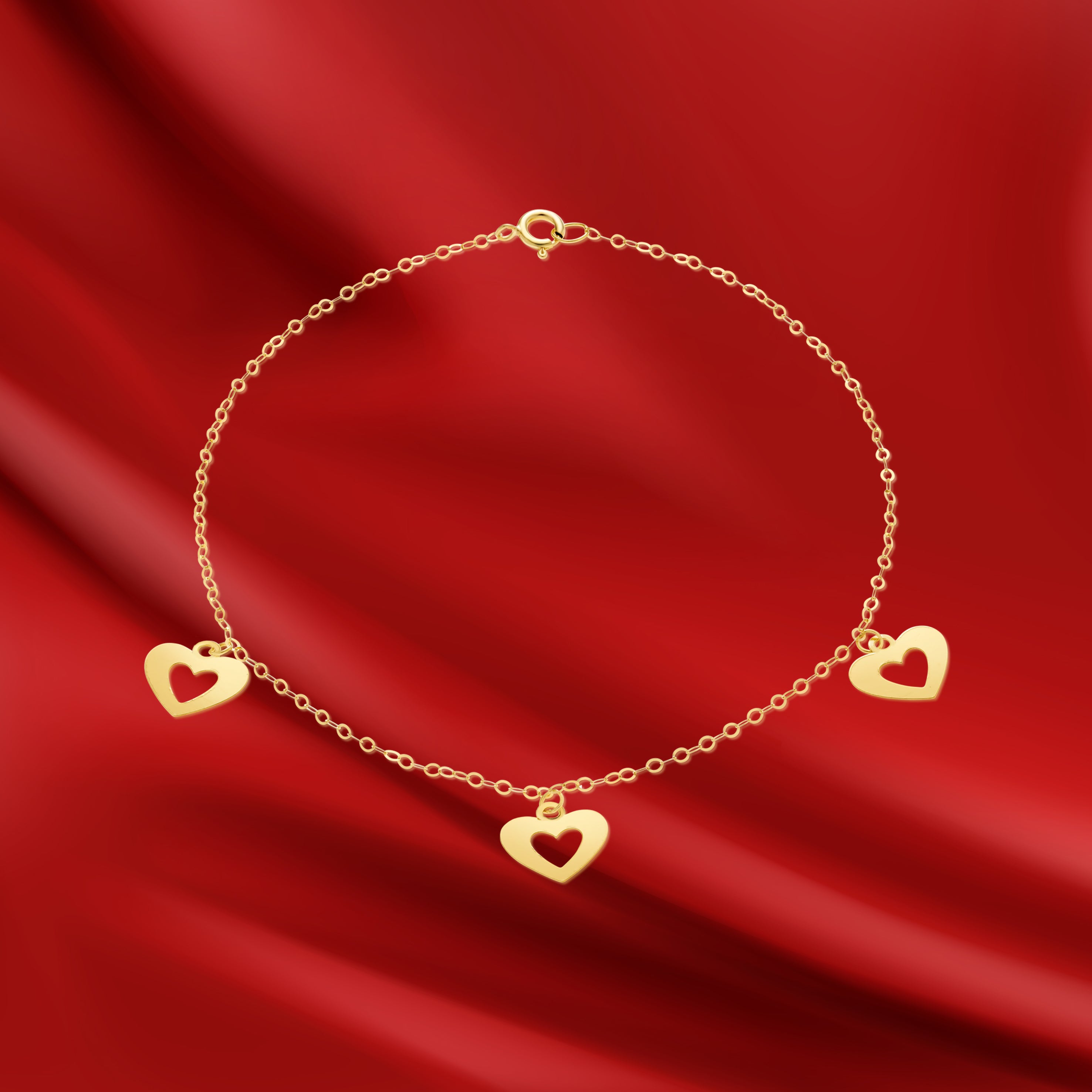 18K Pure Gold Fine Heart Bracelet