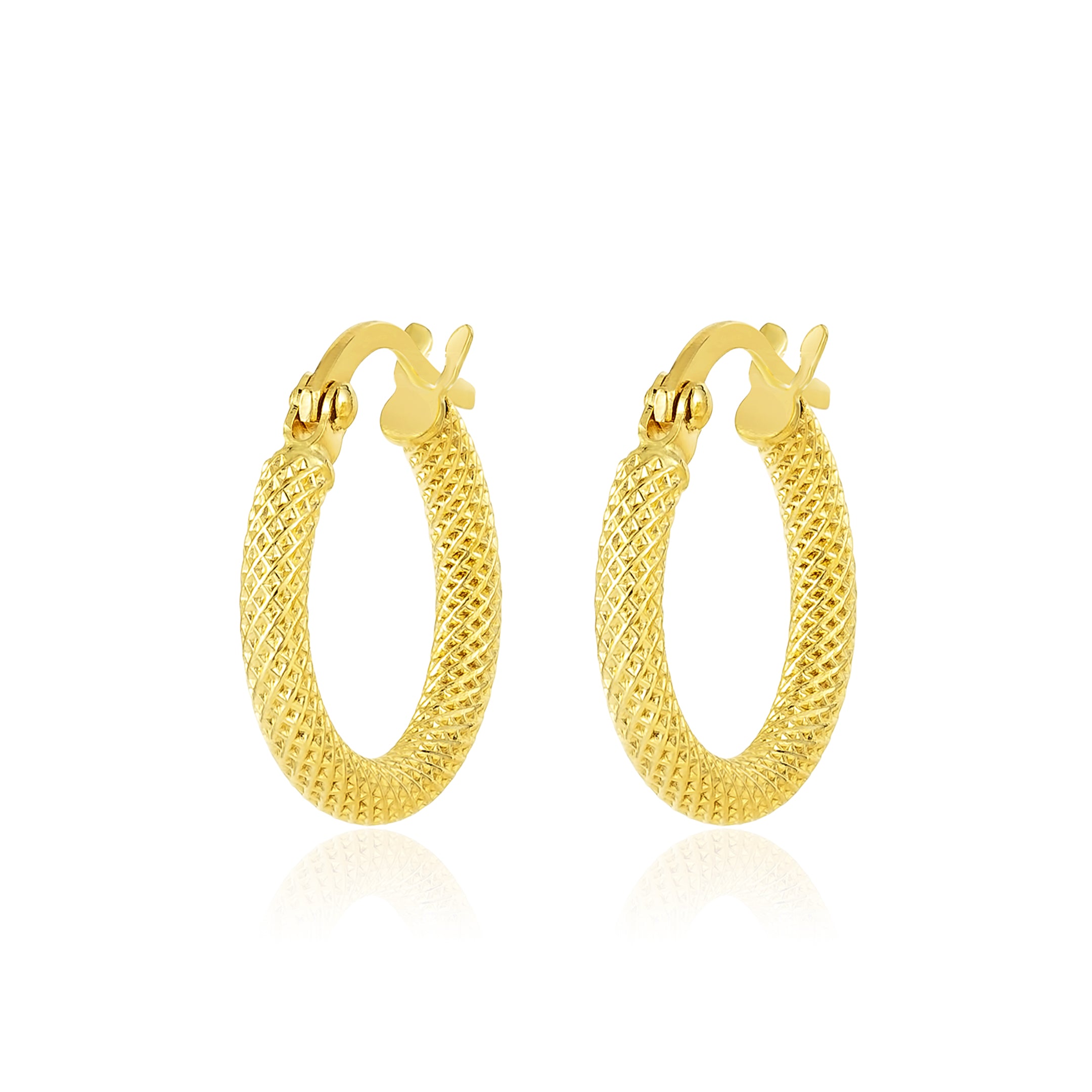 18K Pure Gold Round Loop Earring Set