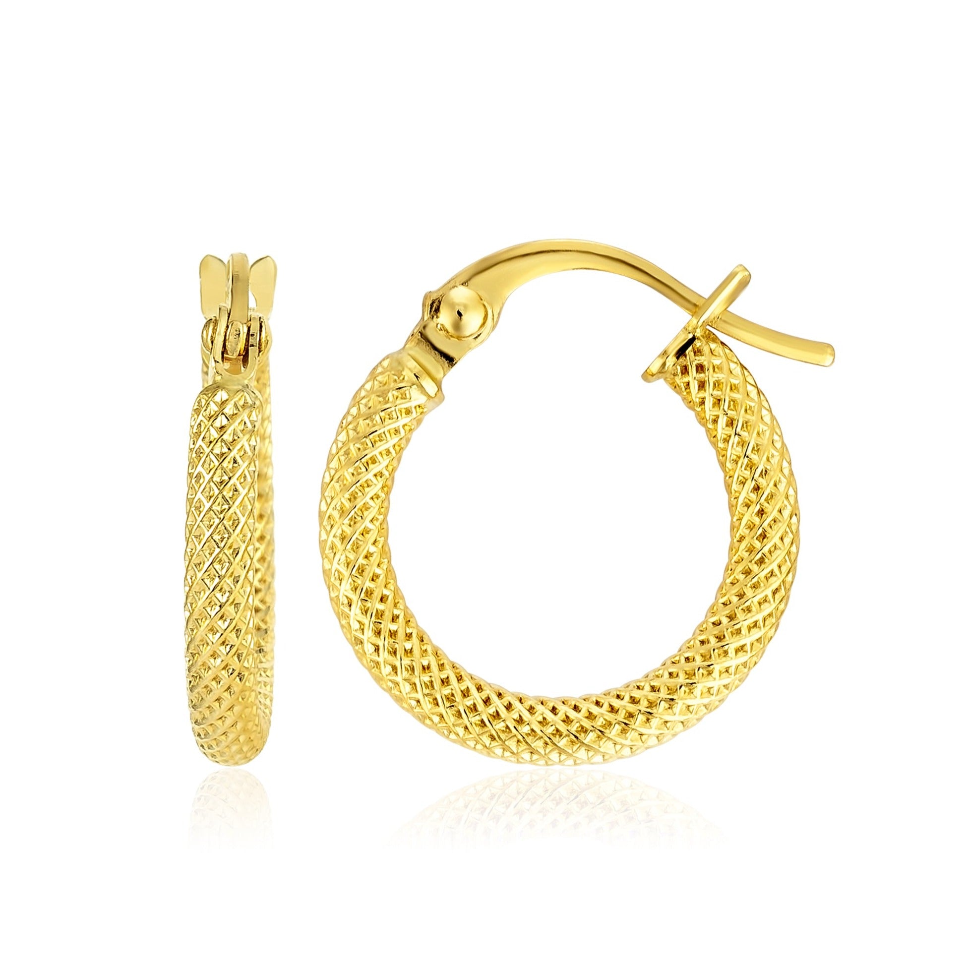 18K Pure Gold Round Loop Earring Set