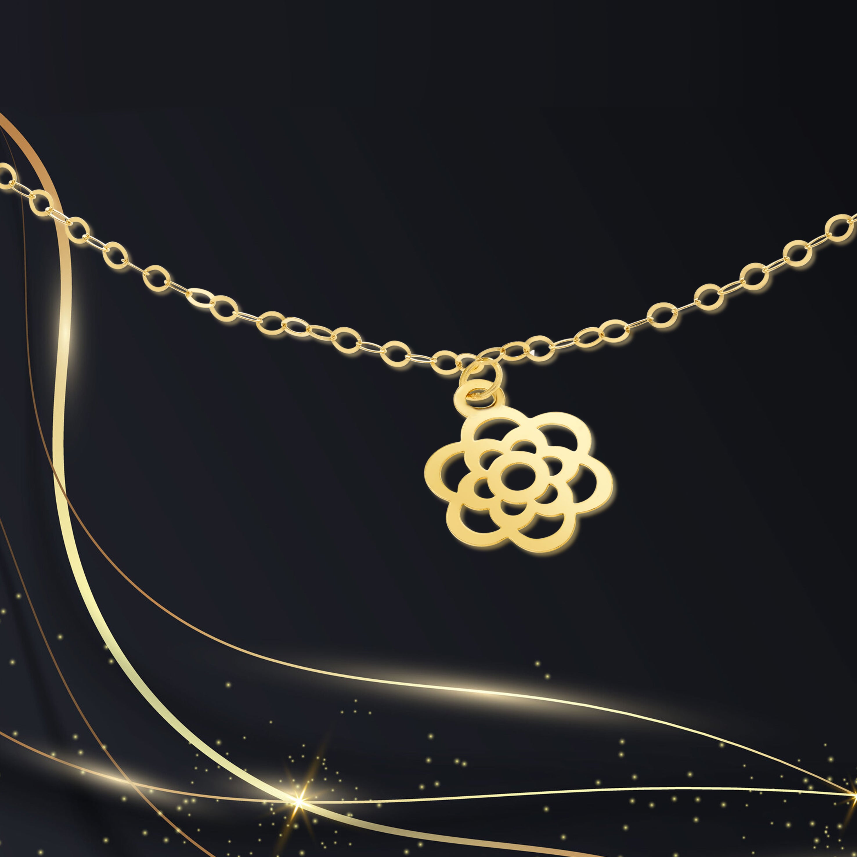 18K Pure Gold Fine Flower Bracelet