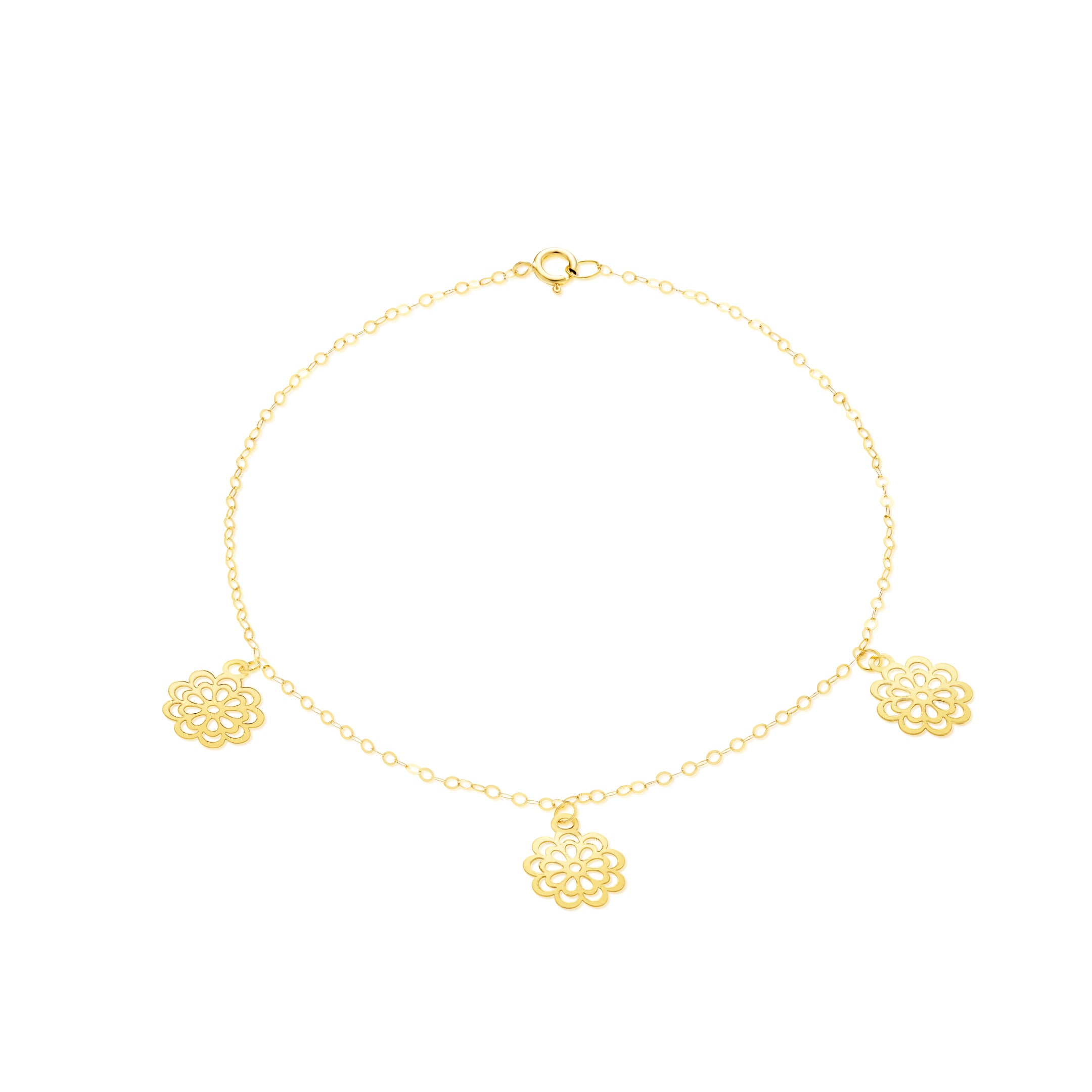 18K Pure Gold Fine Flower Bracelet