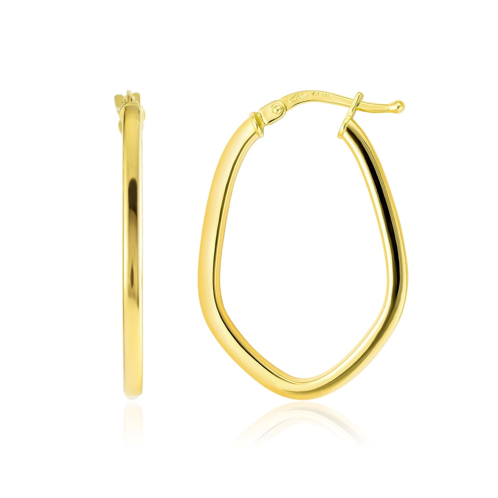 18K Pure Gold Oval Loop Earring Set