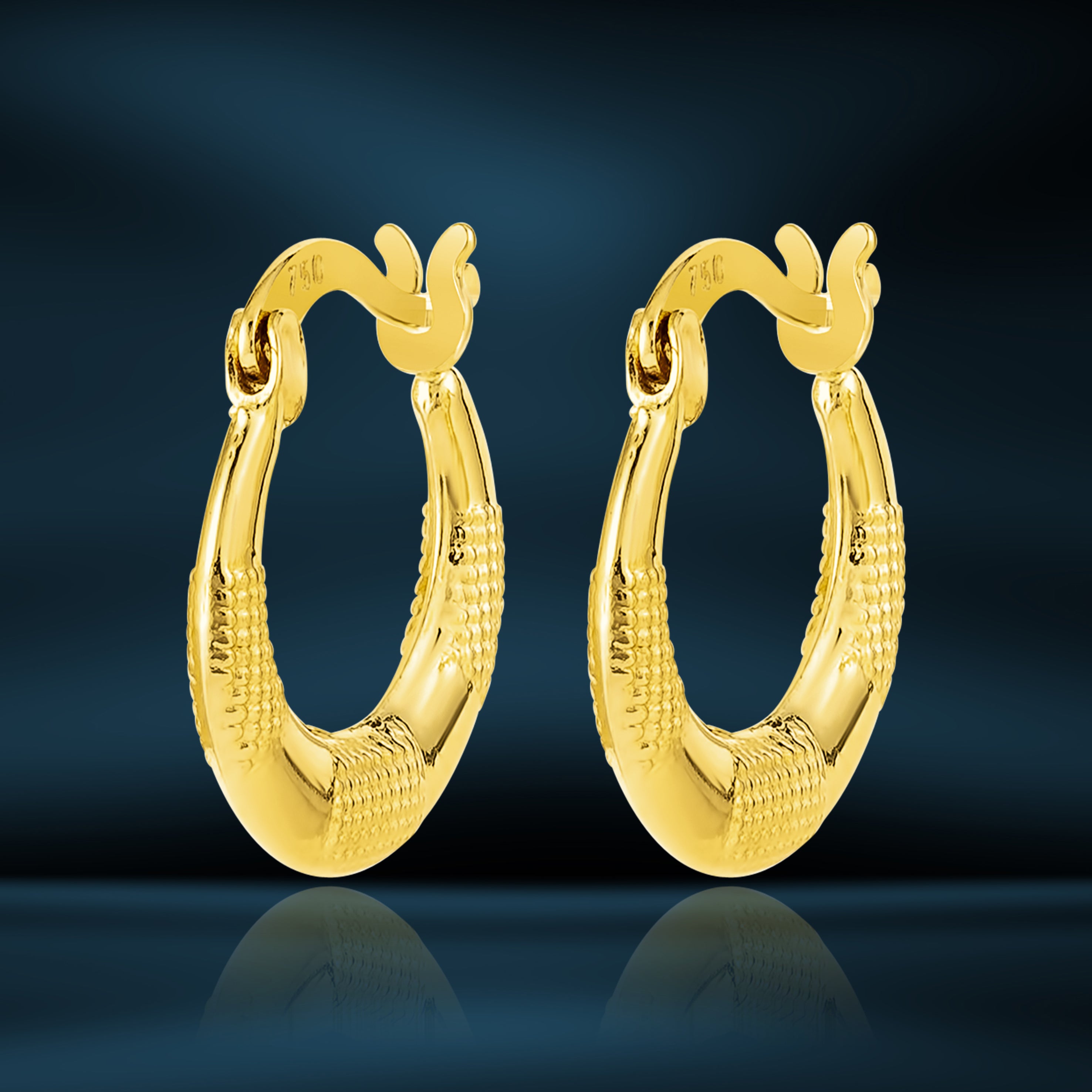 18K Pure Gold Round Loop Earring Set