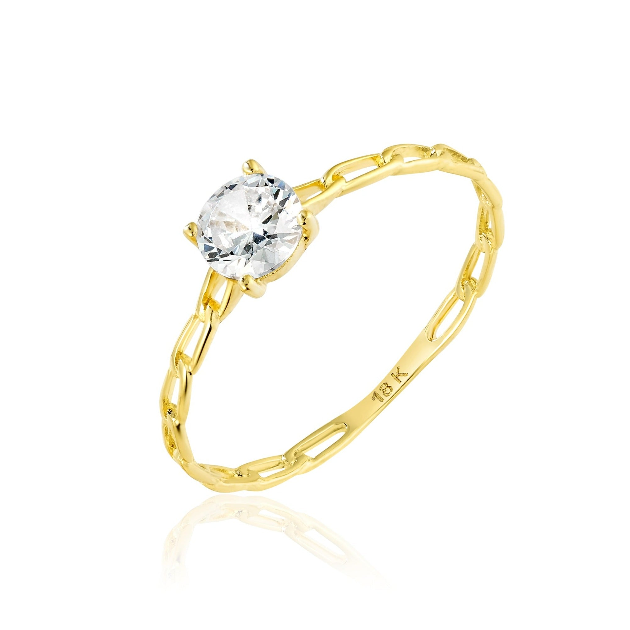 18K Pure Gold Stone Ring