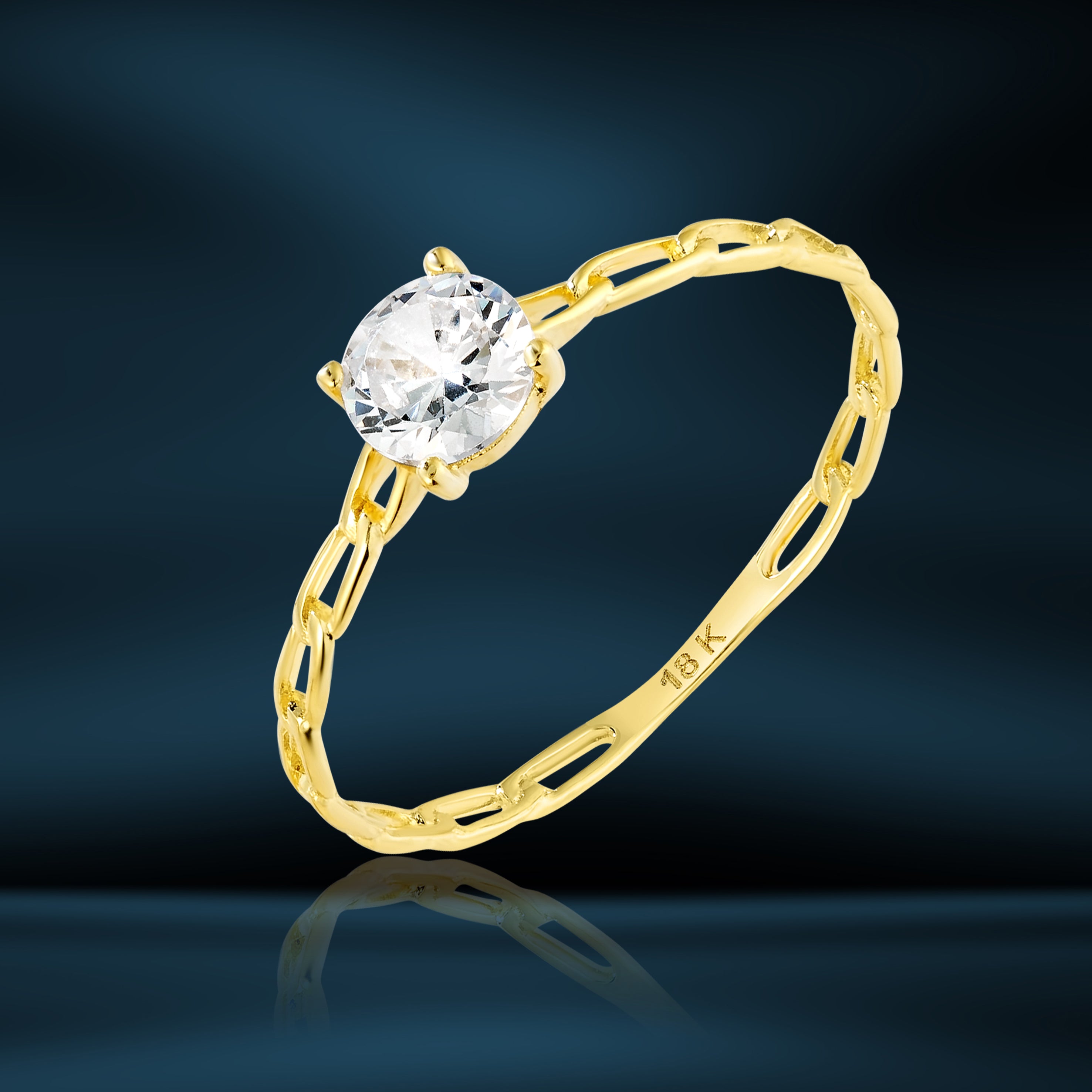 18K Pure Gold Stone Ring