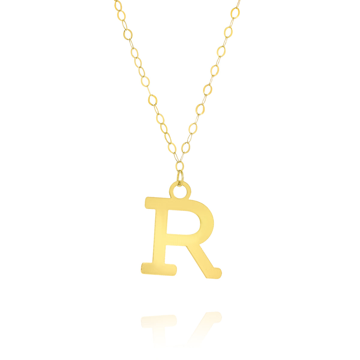 Funky R Gold Chain 18K Pure Gold Fine Letter R Necklace