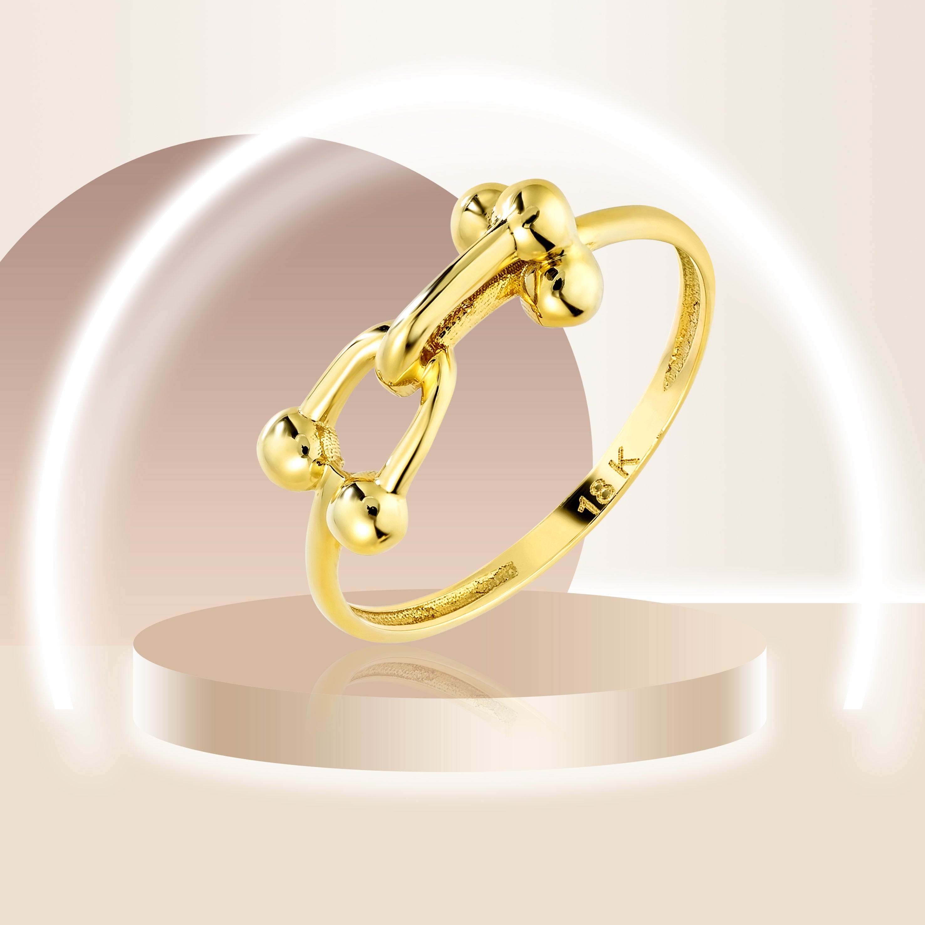 18K Pure Gold U-Link Ring