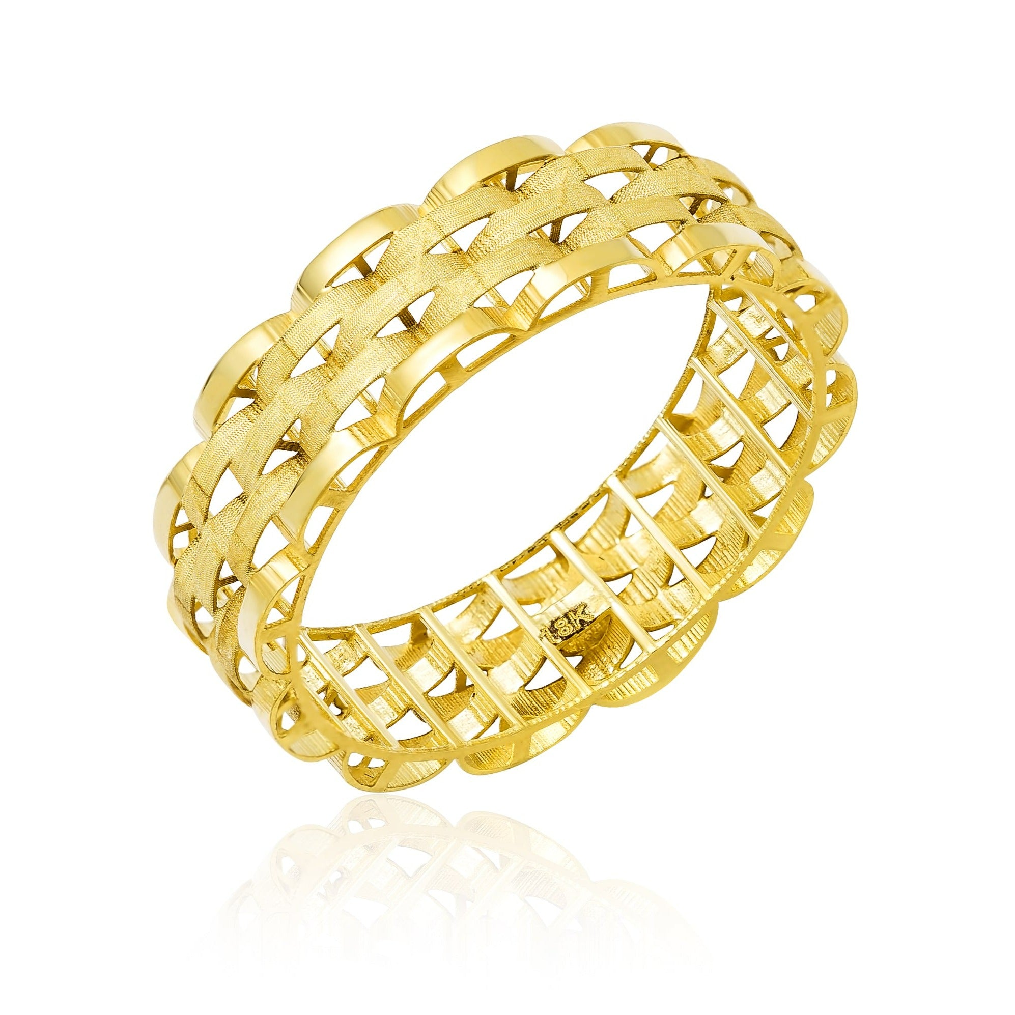 18K Pure Gold Round Ring