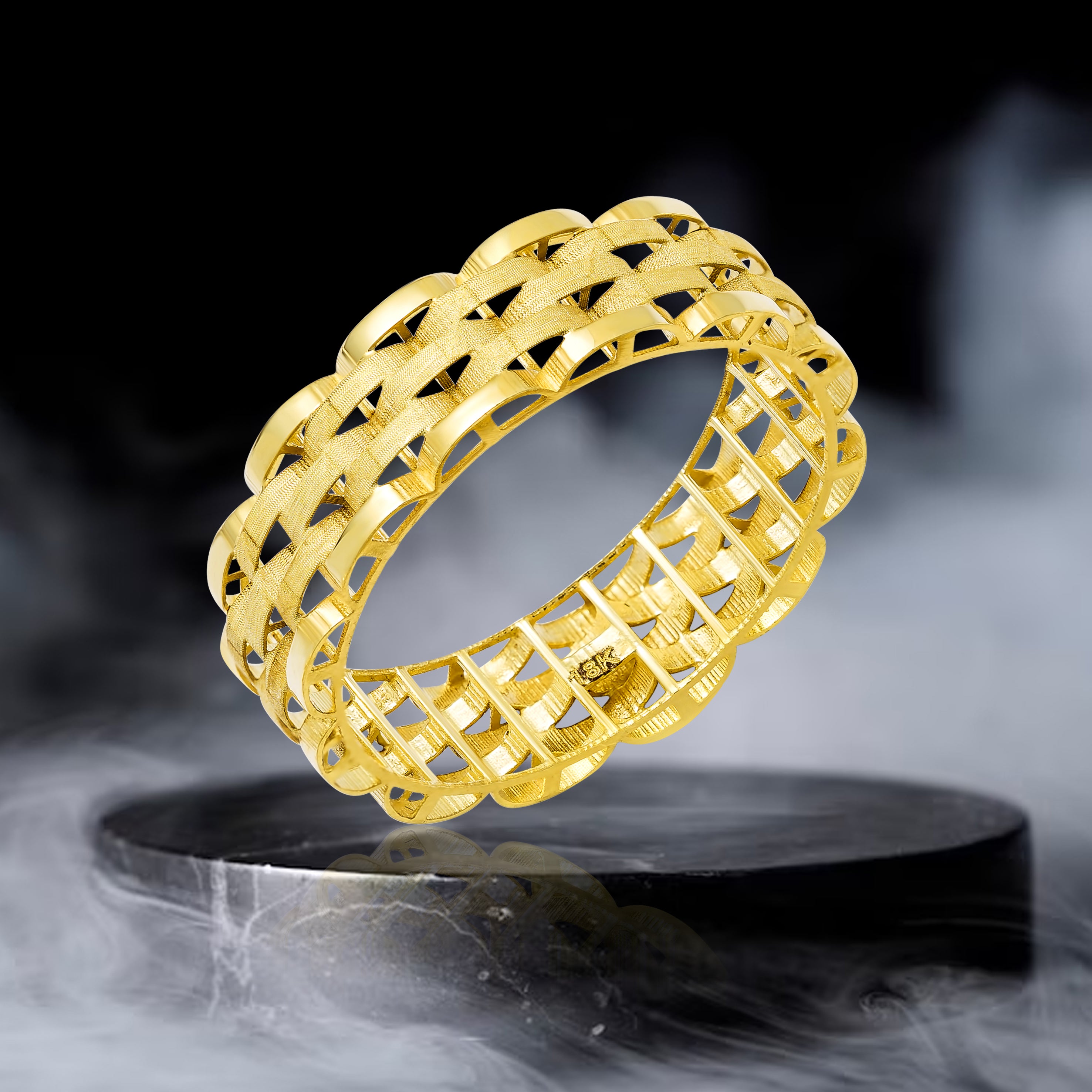 18K Pure Gold Round Ring