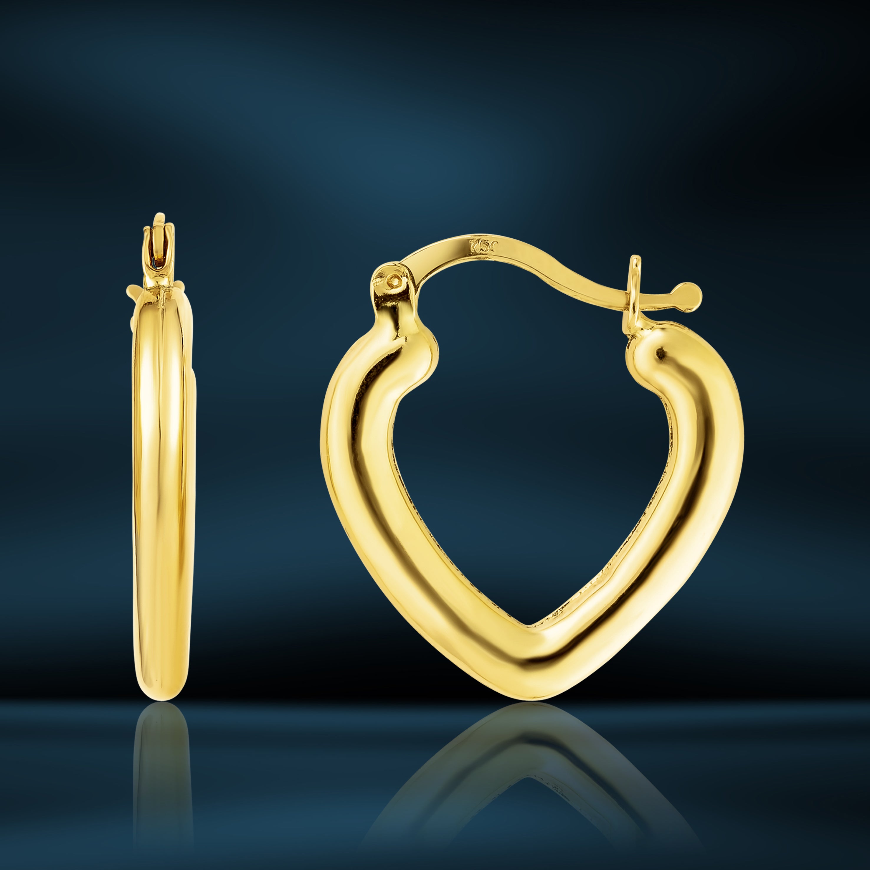 18K Pure Gold Heart Loop Earring Set