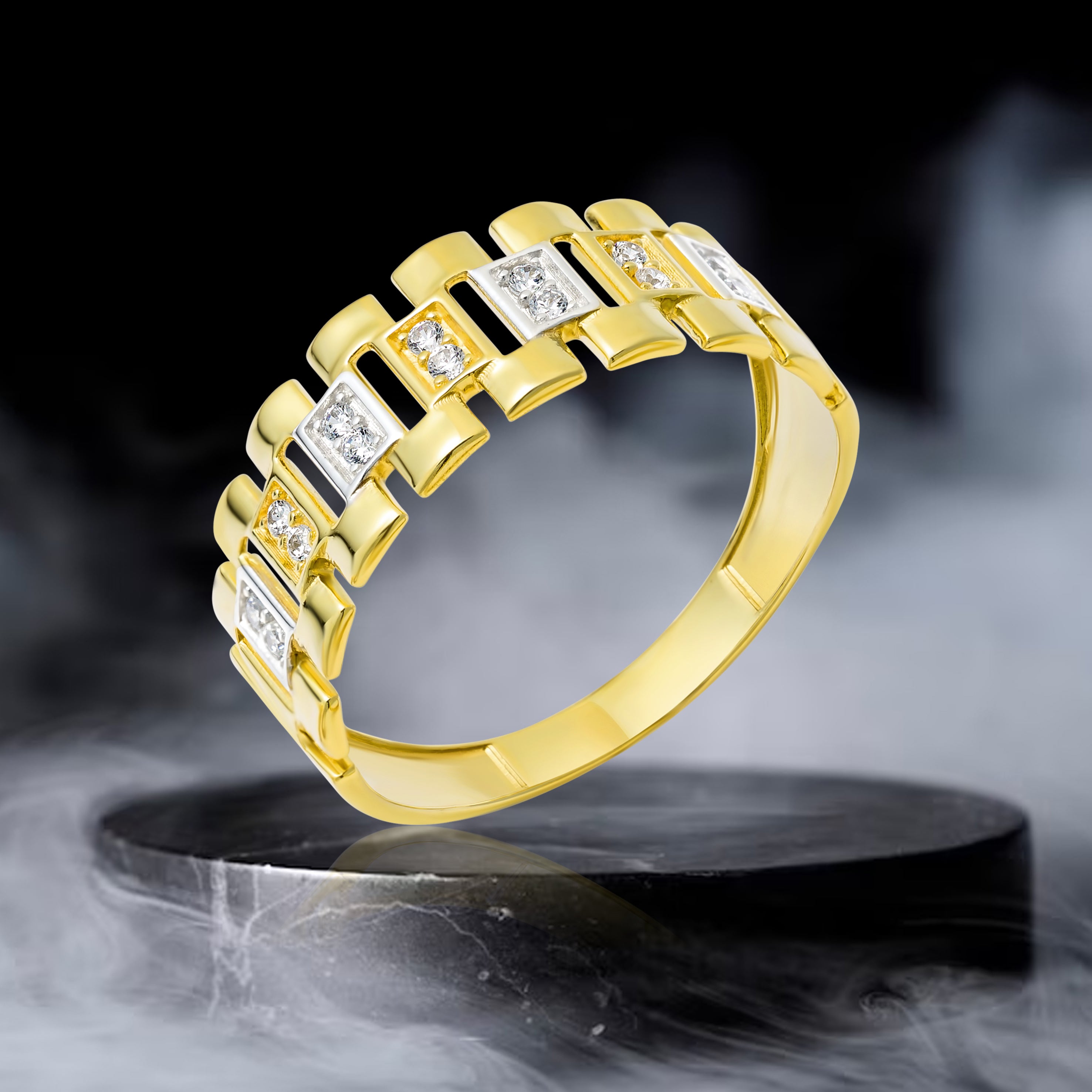 Pure Gold Latest Rings 18K Pure Gold Belt Stone Ring