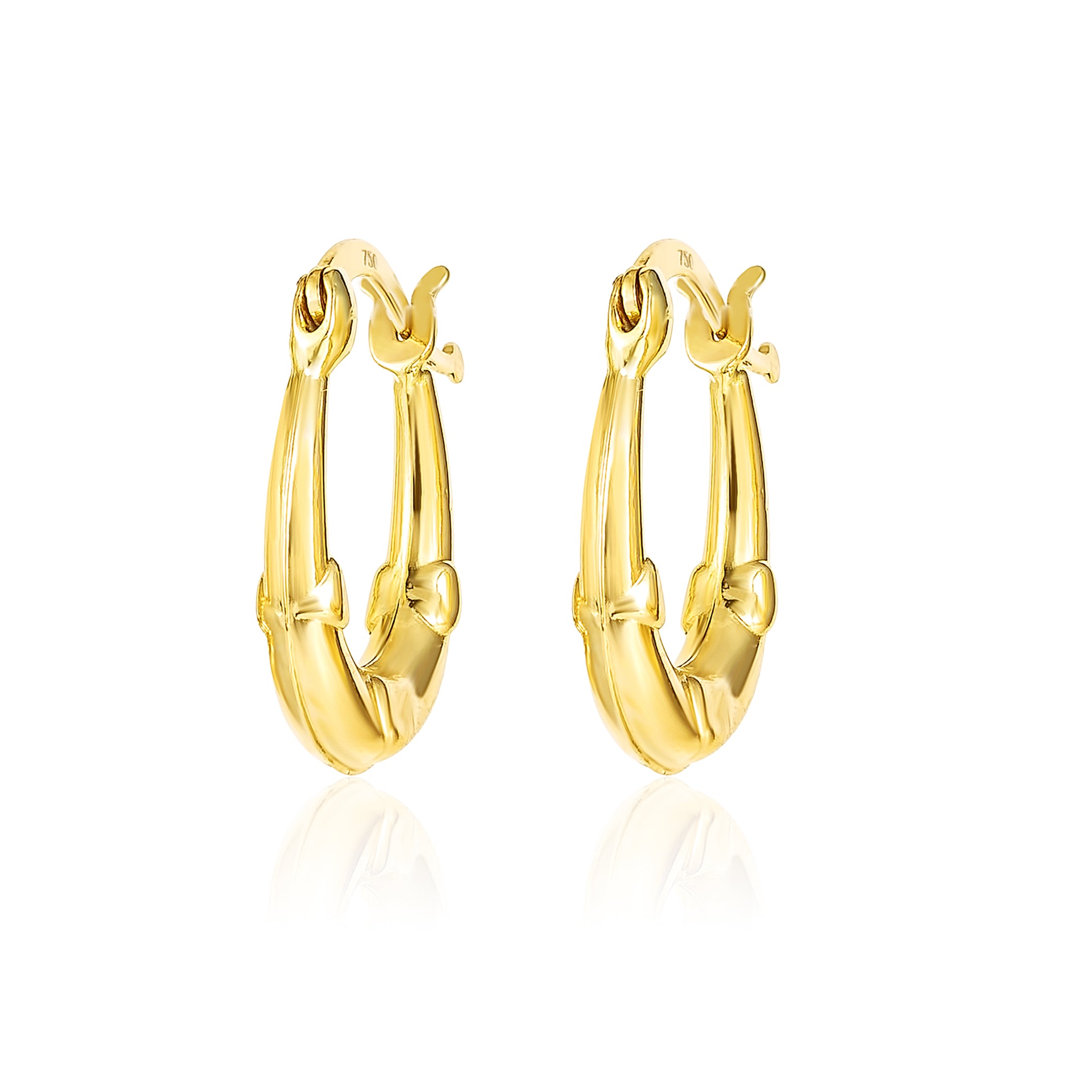 18K Pure Gold Oval Loop Earring Set