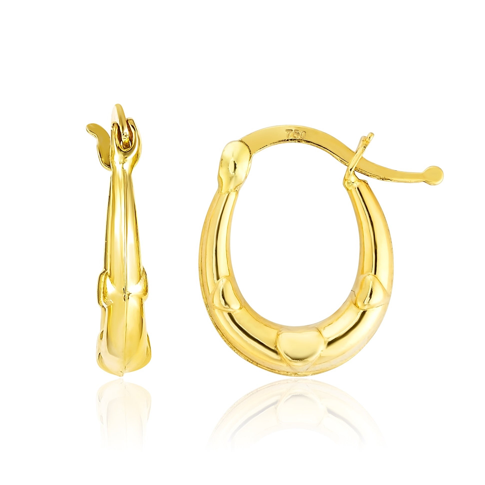 18K Pure Gold Oval Loop Earring Set