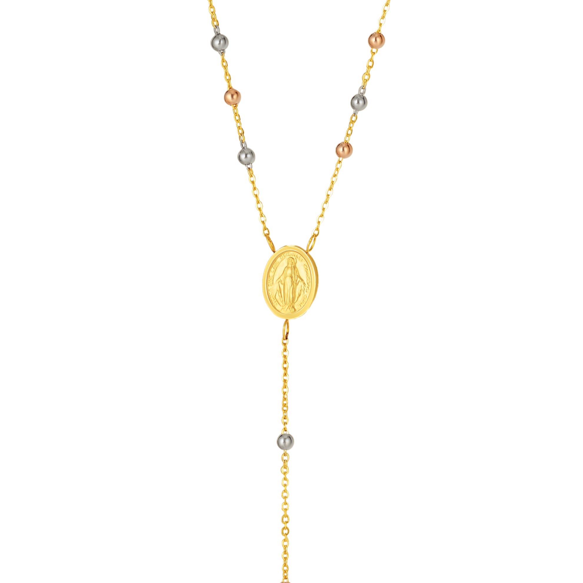 18K Pure Gold Seed Cross Necklace