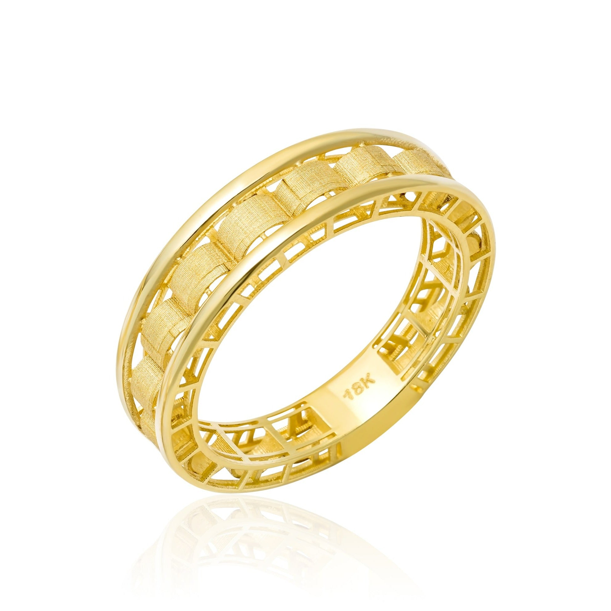 18K Pure Gold Elegant Round Ring