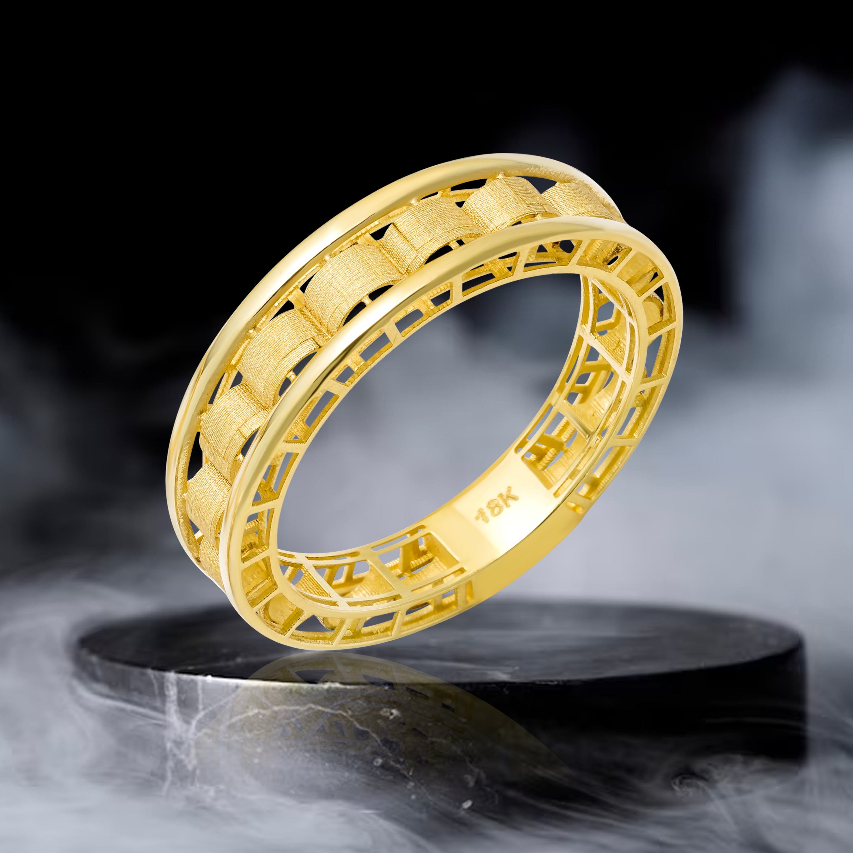 18K Pure Gold Elegant Round Ring