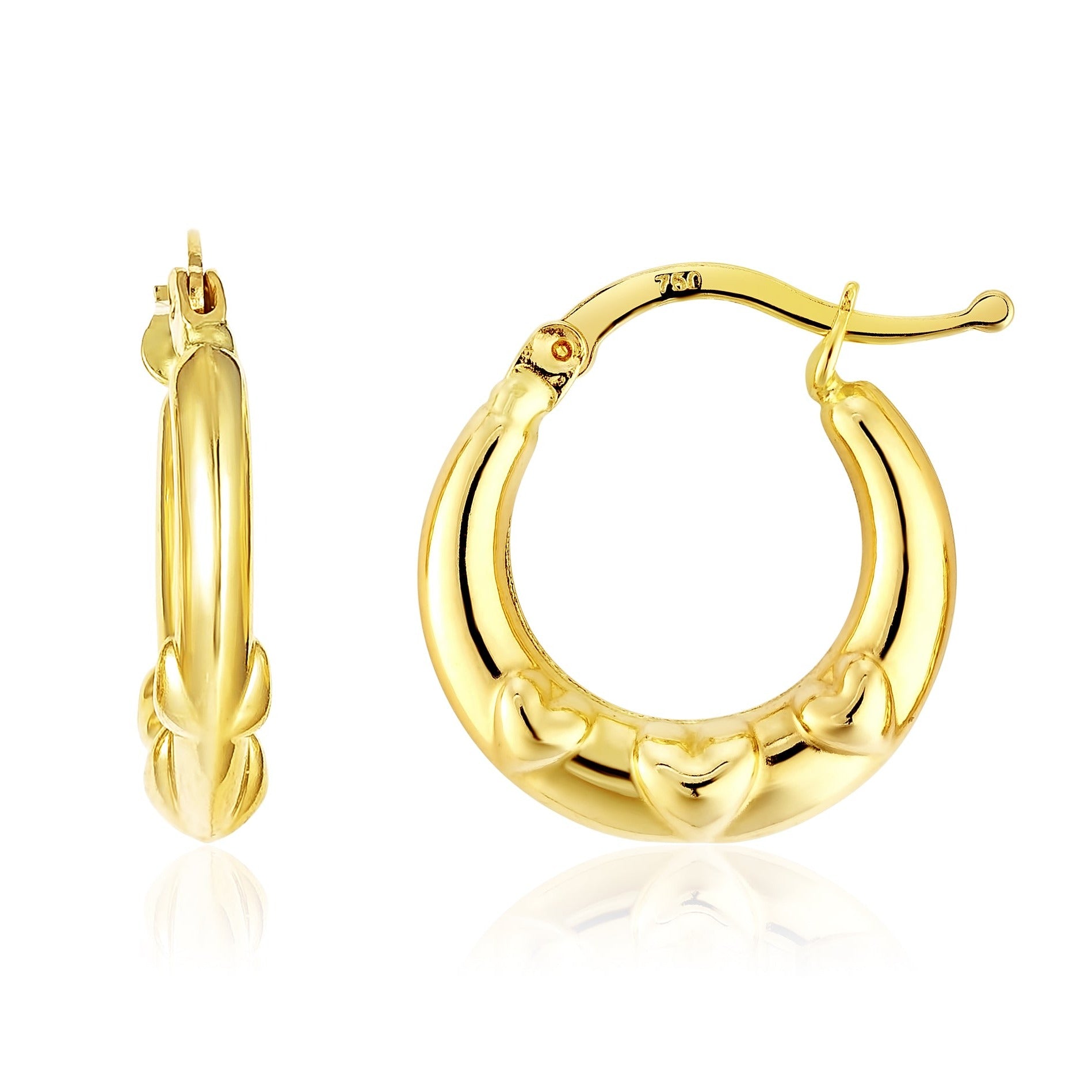 18K Pure Gold Round Loop Earring Set