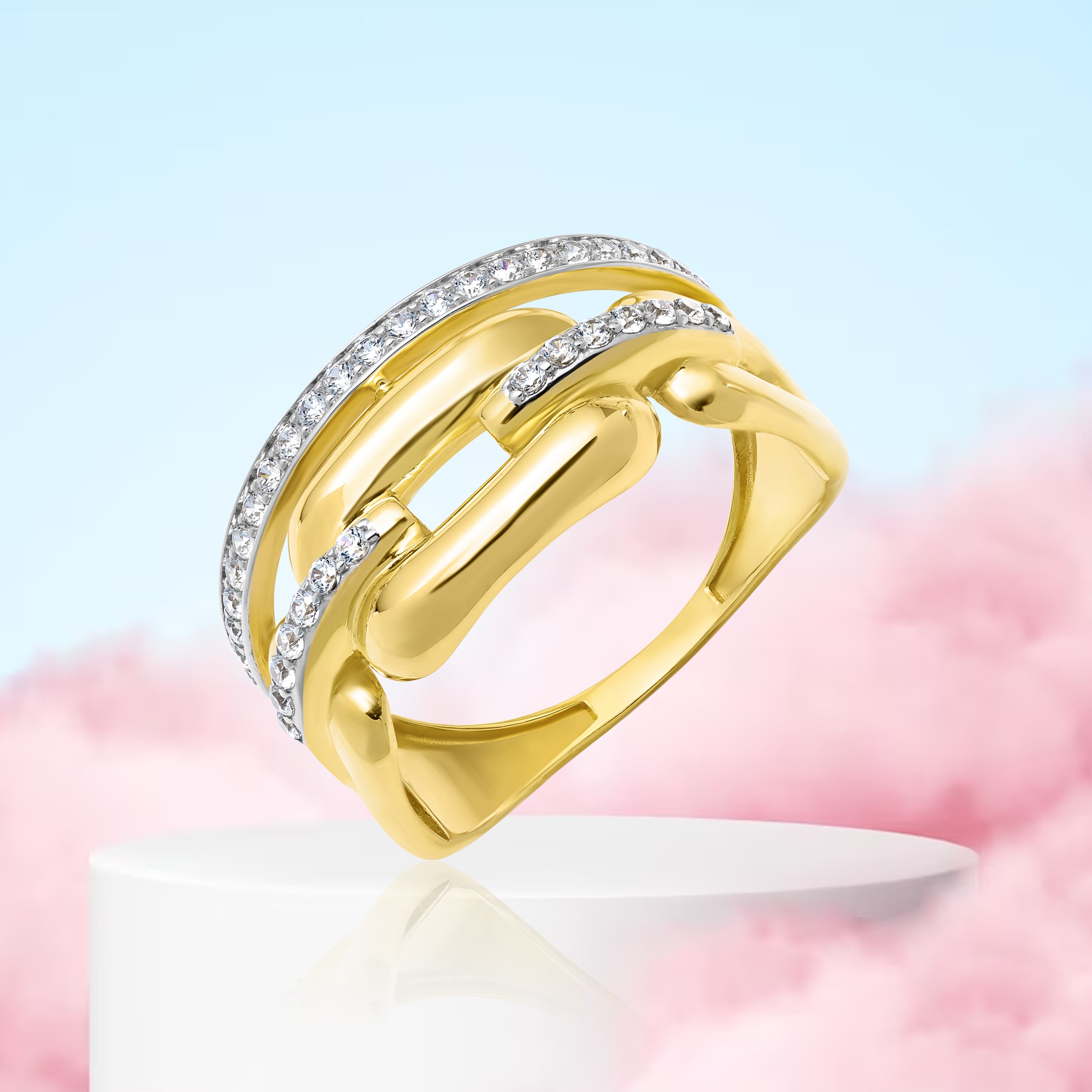 Pure Gold Latest Rings 18K Pure Gold 2 Color Ring