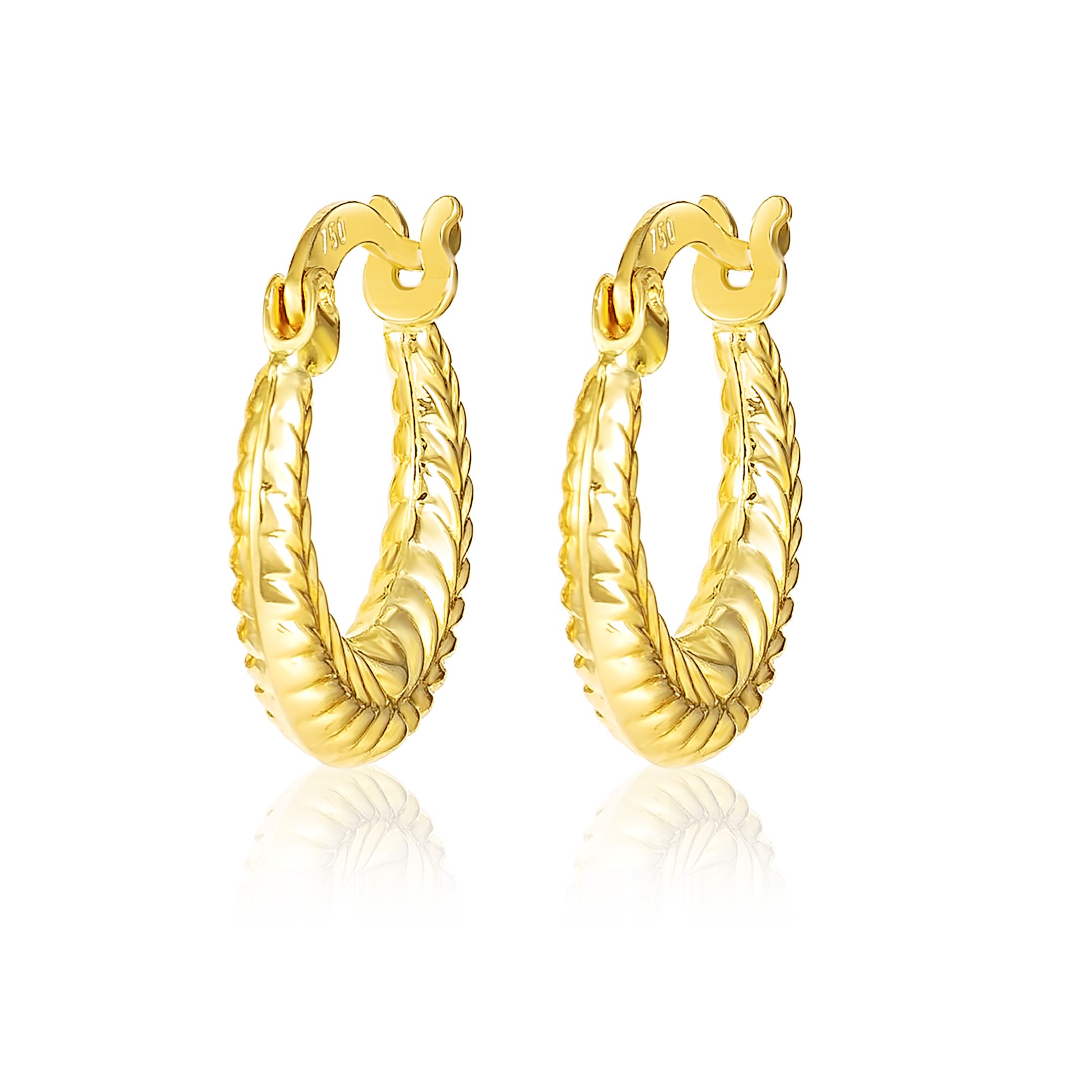 18K Pure Gold Round Loop Earring Set