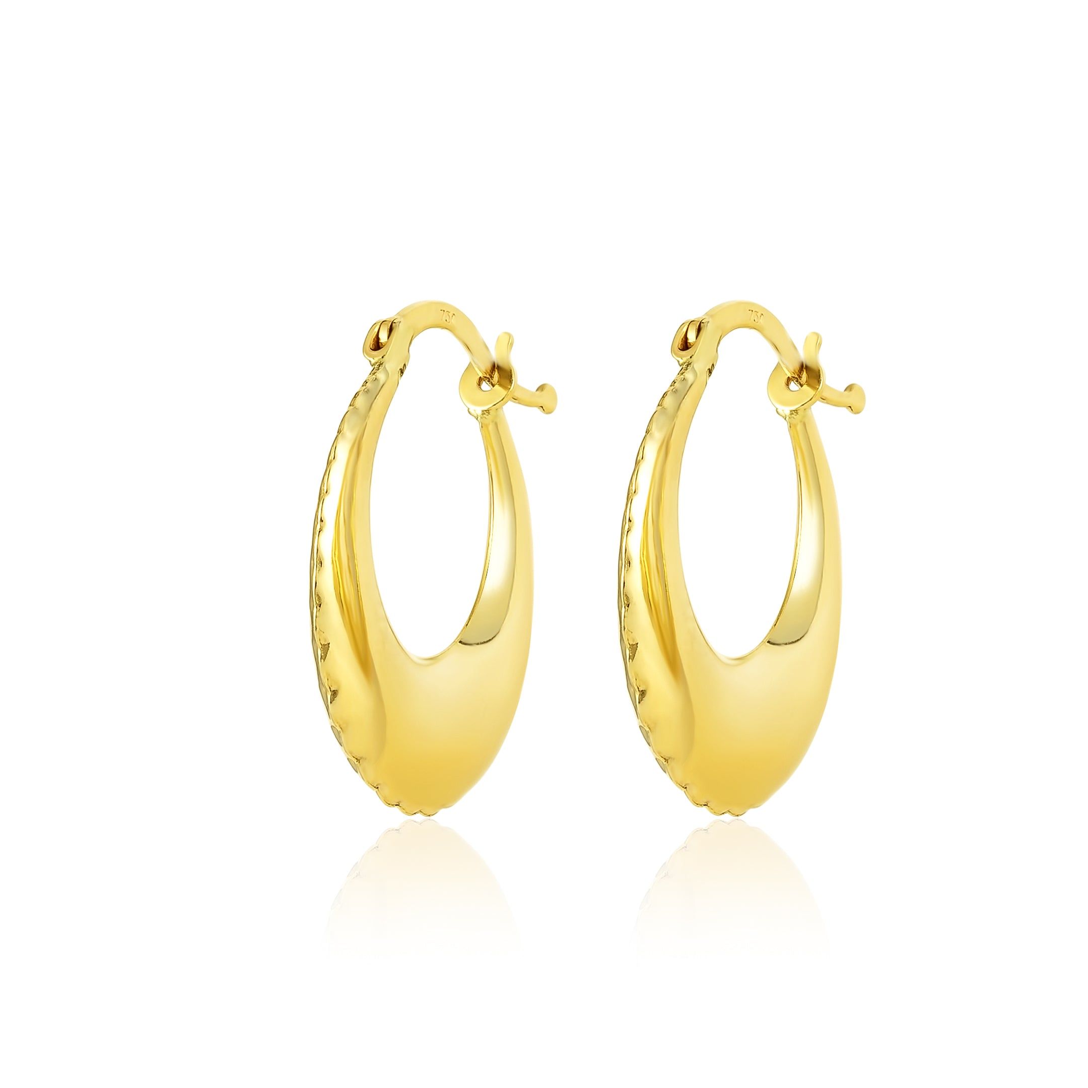 18K Pure Gold Round Loop Earring Set