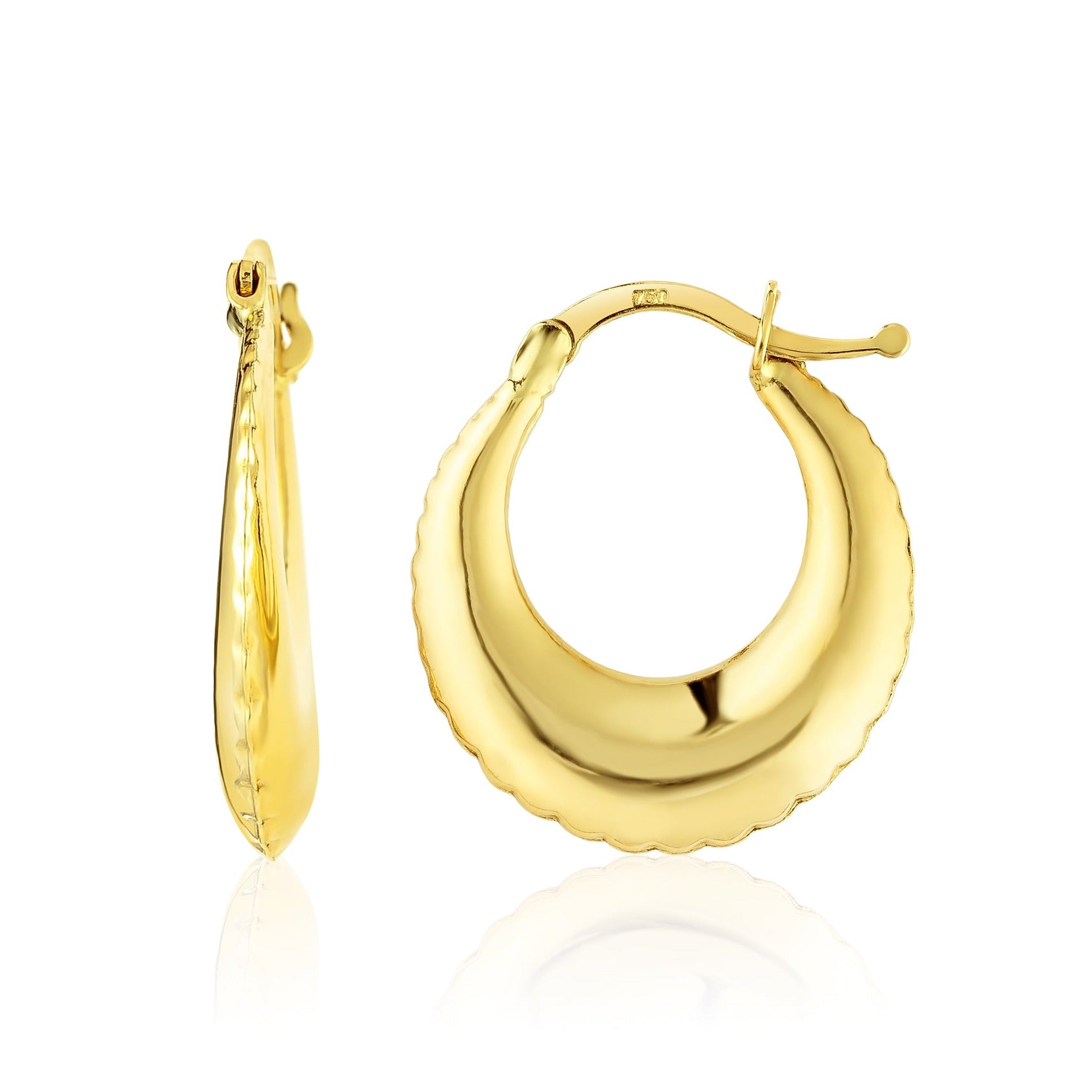 18K Pure Gold Round Loop Earring Set