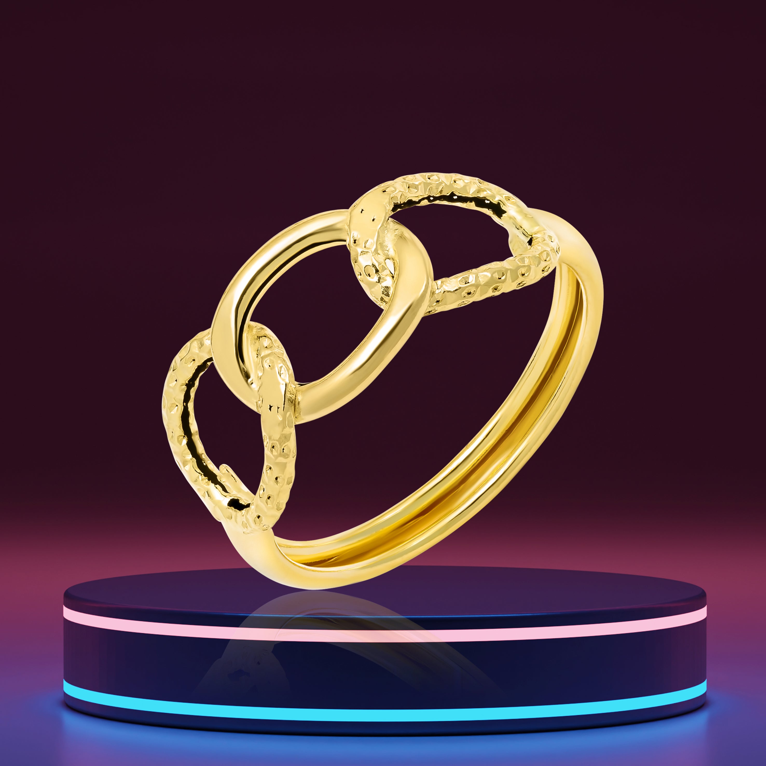 18K Pure Gold Linked Ring