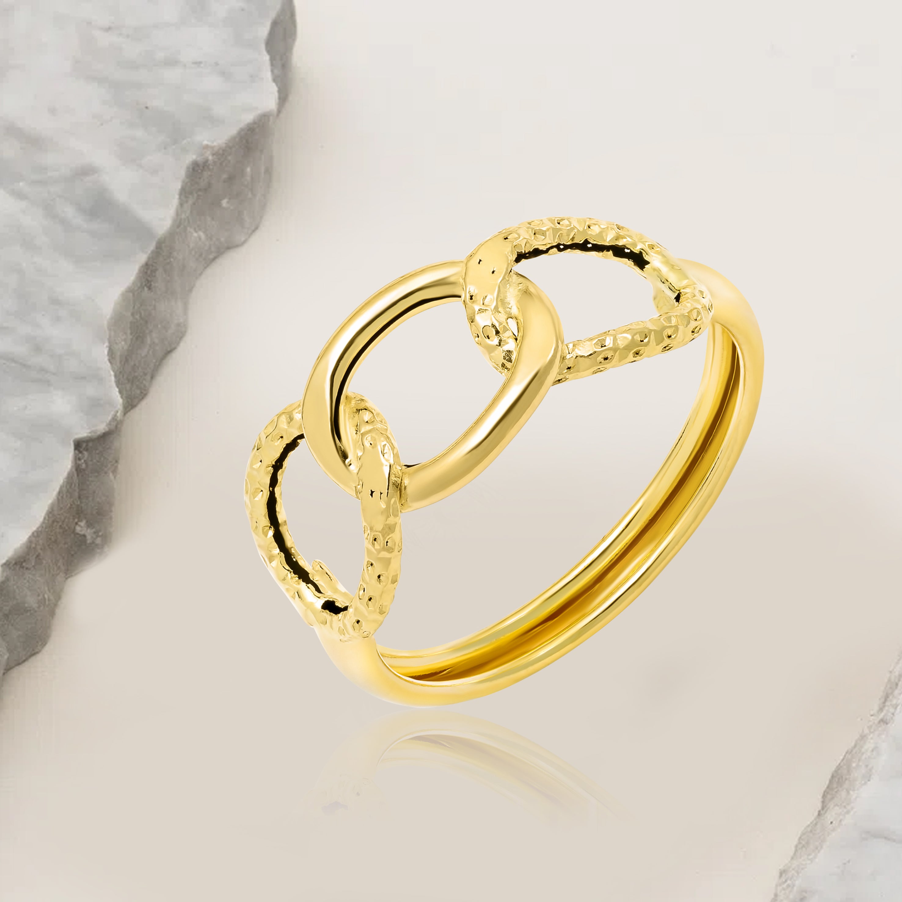 18K Pure Gold Linked Ring