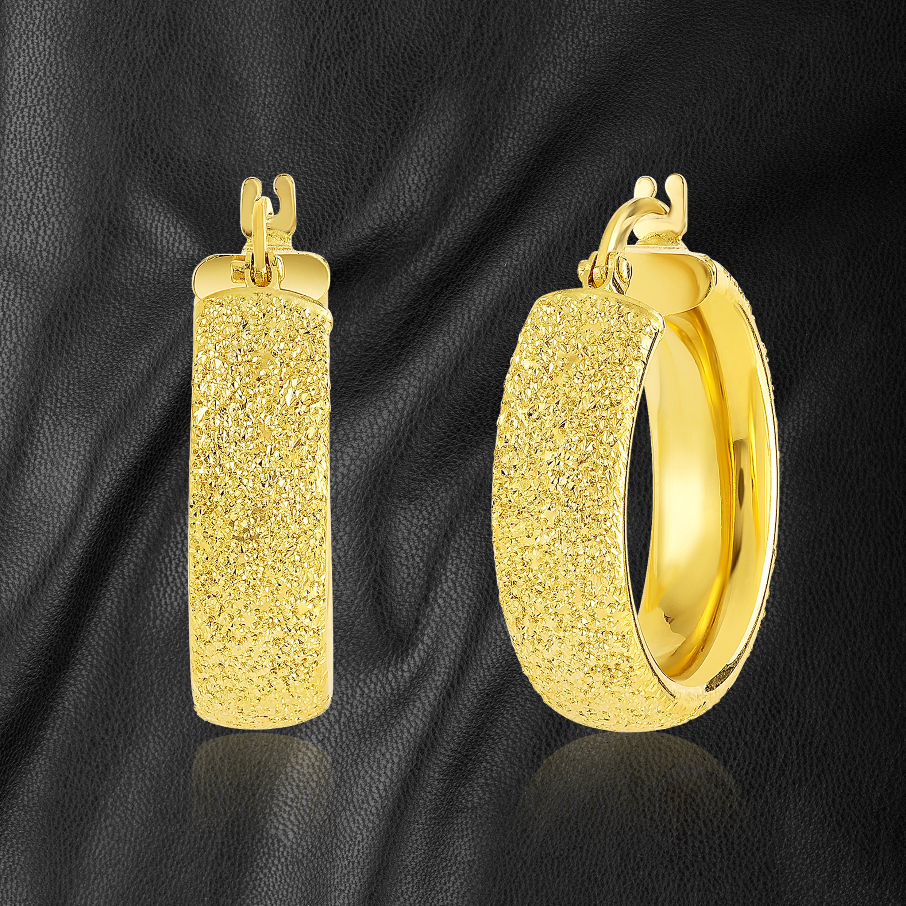 18K Pure Gold Round Loop Earring Set