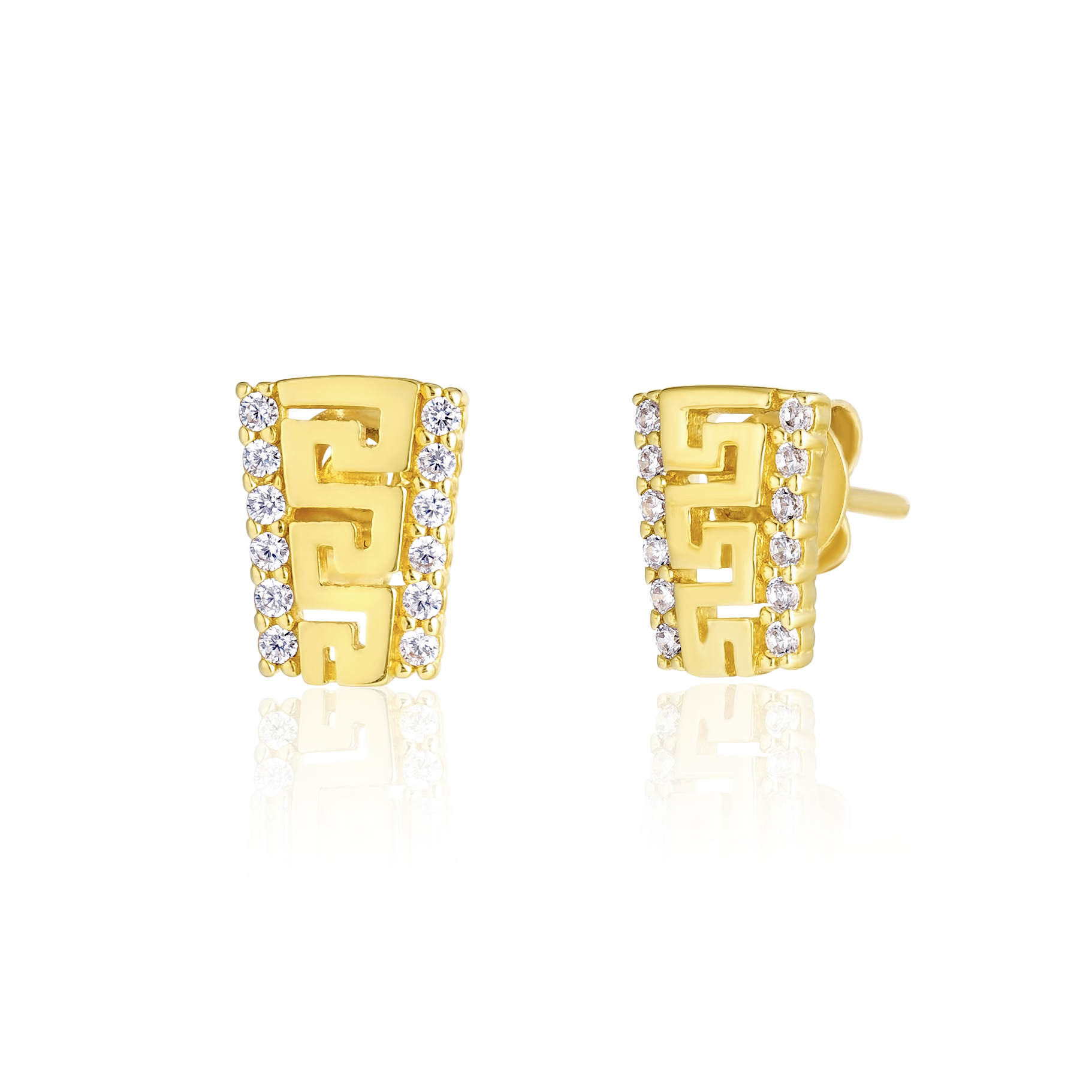 18K Pure Gold Stone Earrings