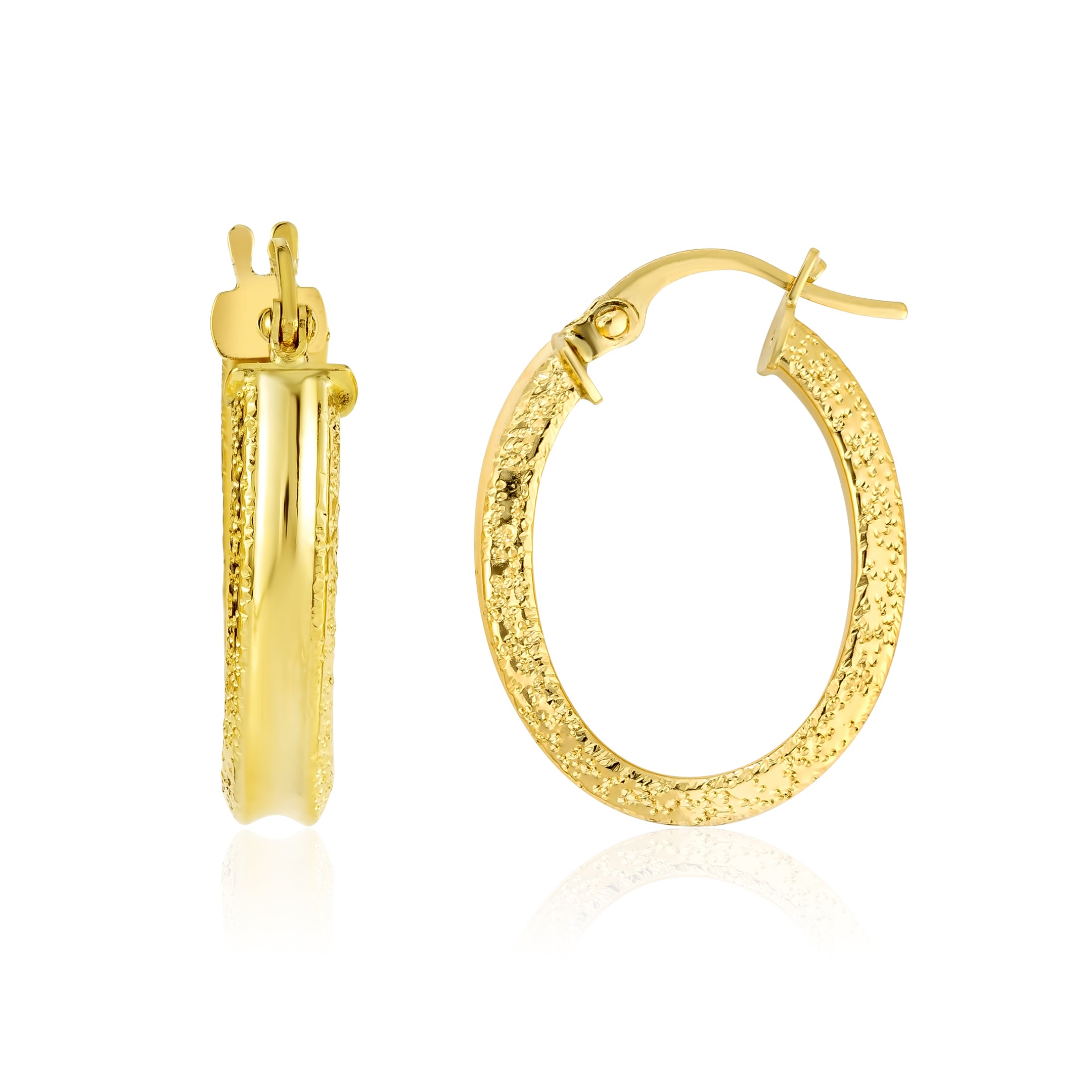 18K Pure Gold Round Loop Earring Set