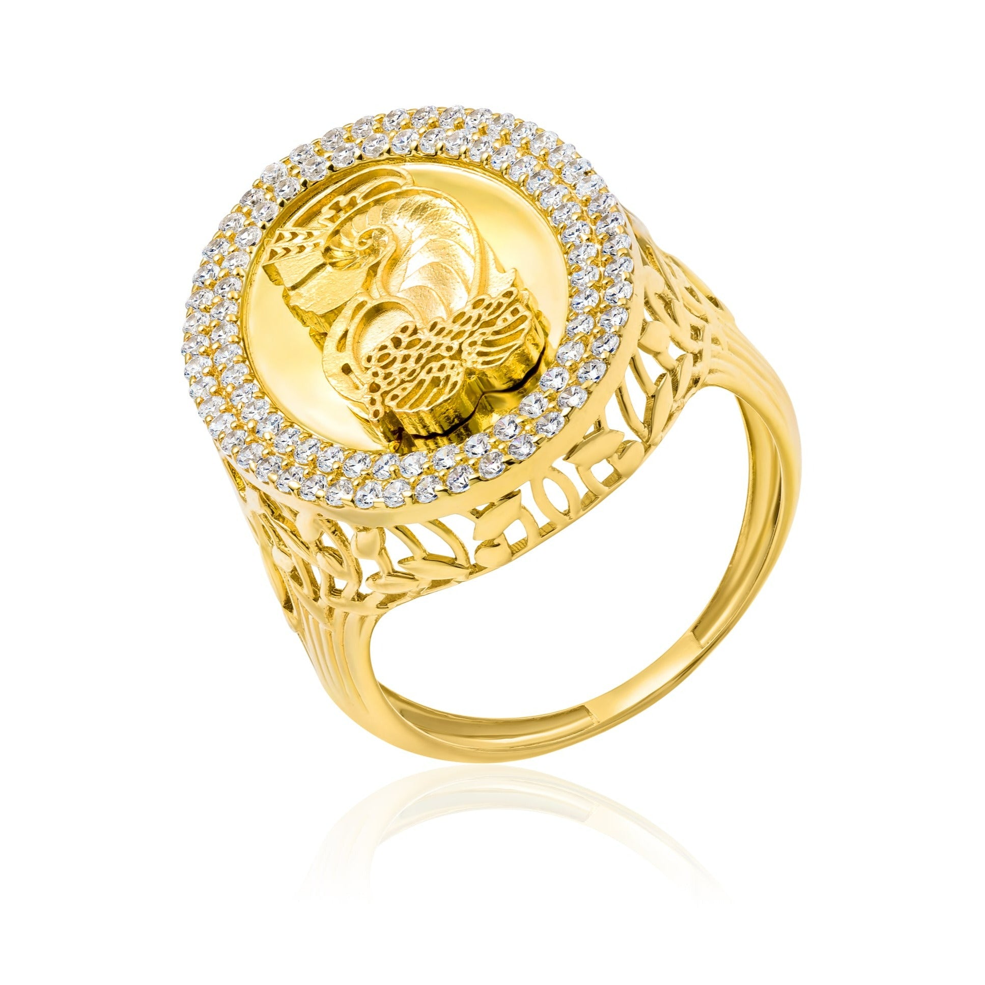 18K Pure Gold Elegant Stone Ring