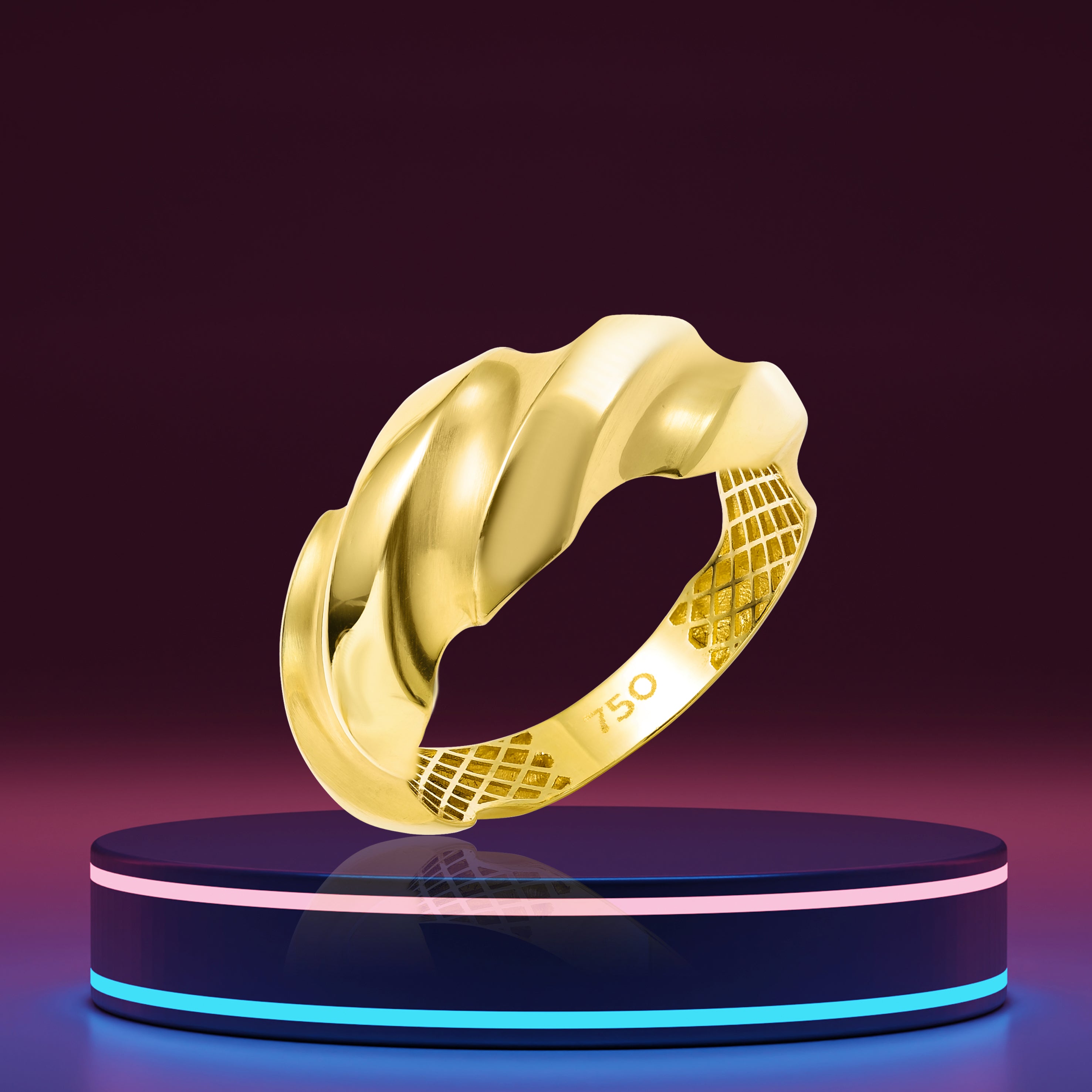 18K Pure Gold Elegant Ring