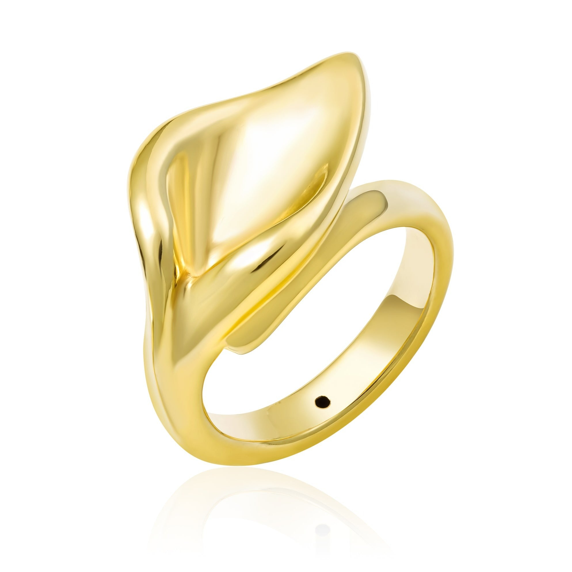 18K Pure Gold Elegant Leaf Ring