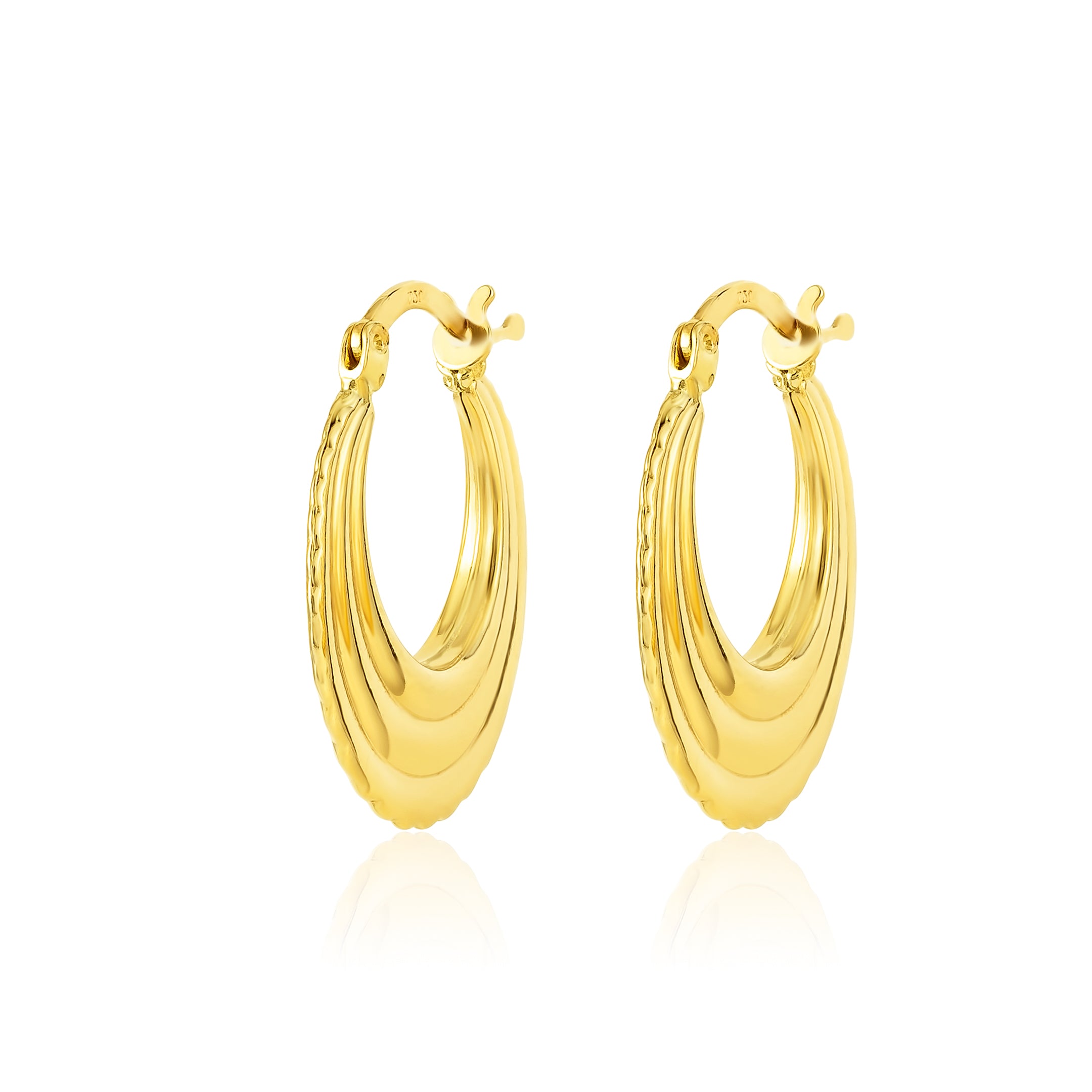 18K Pure Gold Round Loop Earring Set