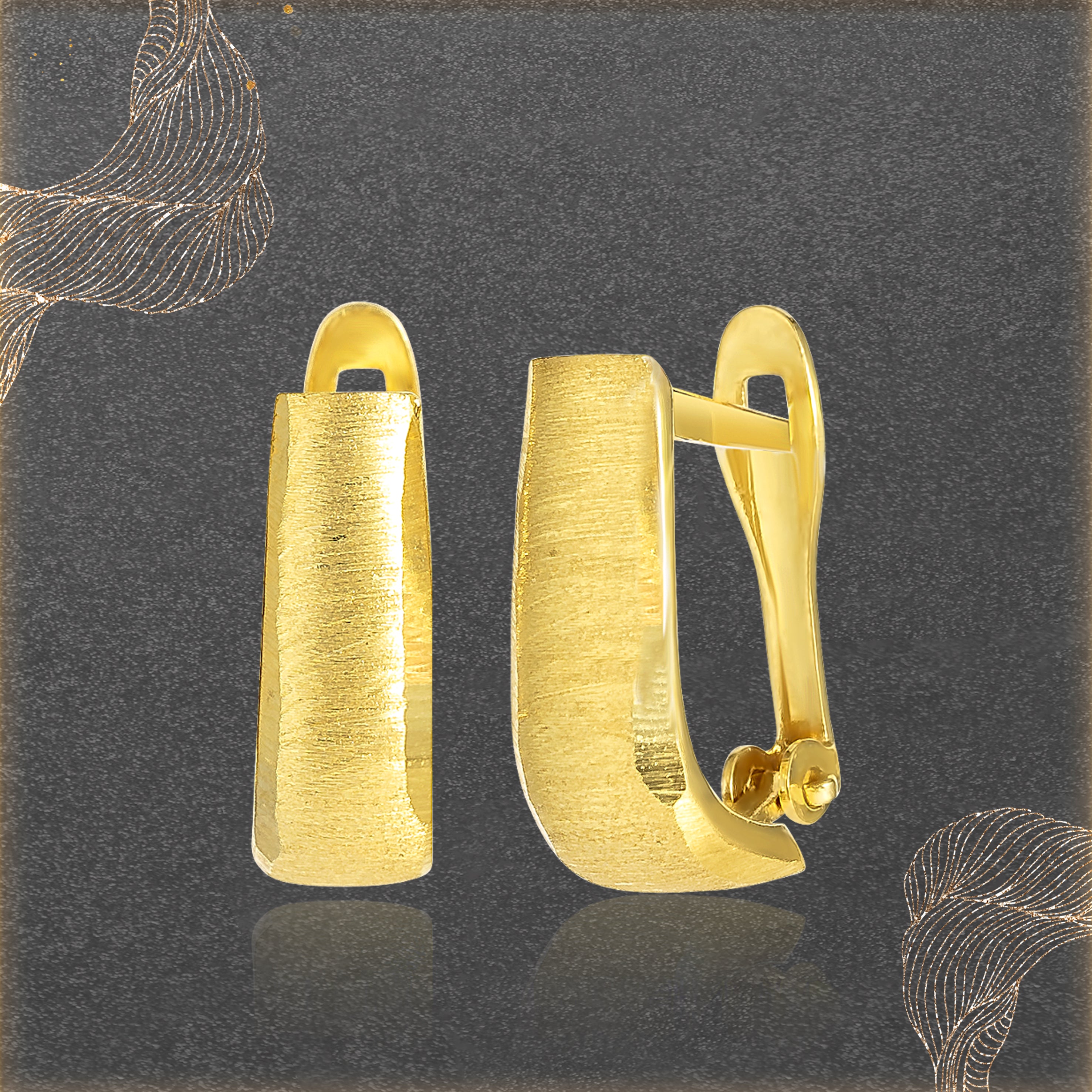 18K Pure Gold Clip Earring Set