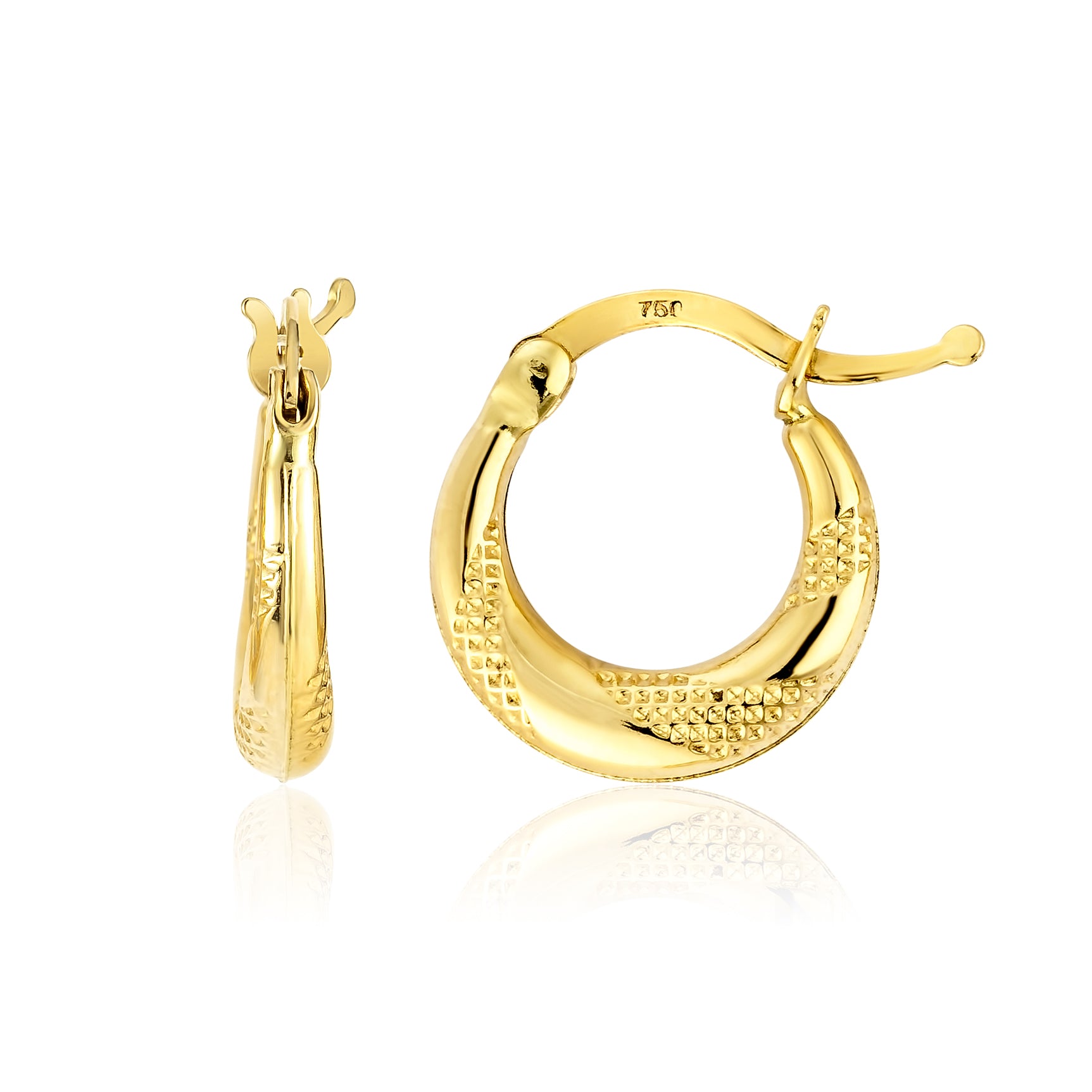 18K Pure Gold Round Loop Earring Set